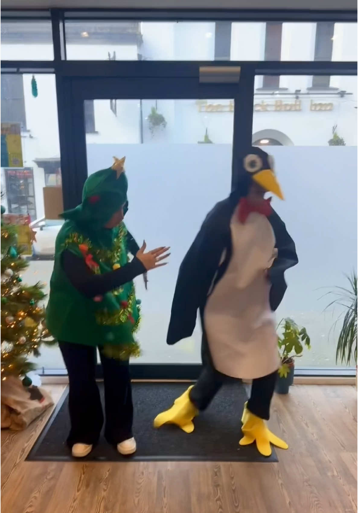 Sam & Brook - Our dancing christmas tree and penguin! 🎄🐧😆 they really have the best moves! 💃🕺 #fyp #foryoupage #foryou #studentaccommodation #bangorstudents #bangoruniversity #bangoruni #workteam #team #officelife #students #studentlife #unilife #unistudent #events #christmas #festive #christmastree #penguin 