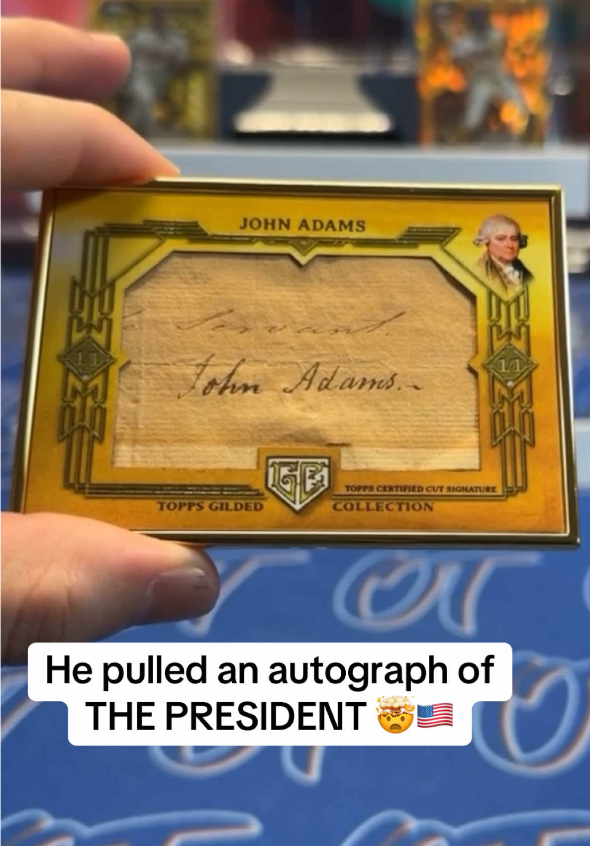 A truly HISTORIC pull 🤯🇺🇸🔥 #baseball #baseballcards #collect #collection #topps #history #president #johnadams #collecting #historic #america #usa #ushistory #packopening #react #reaction #foru #fy #mysterybox #trending @OnTopps 