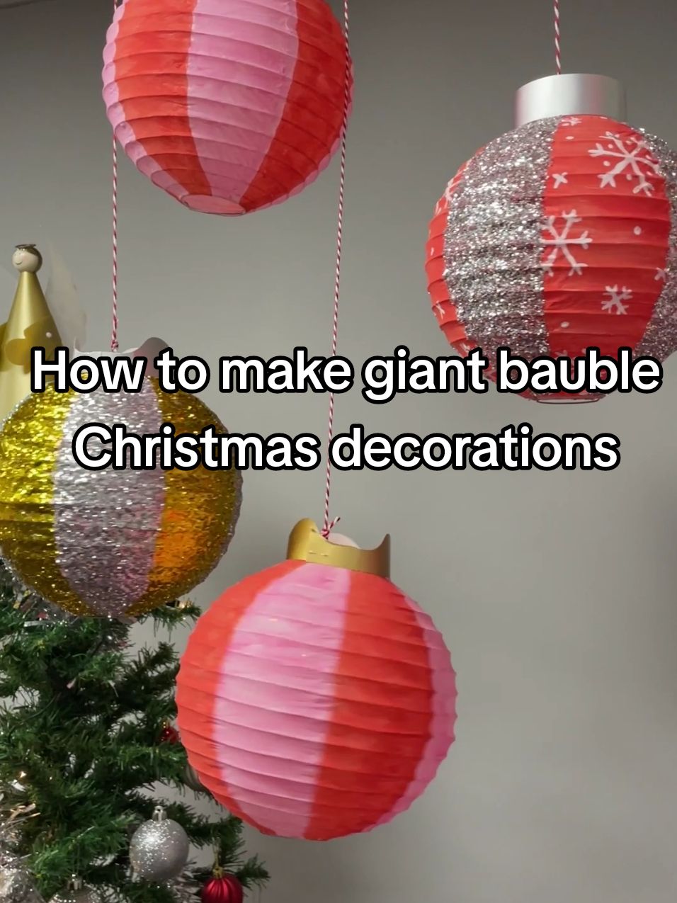 Make giant baubles this Christmas! 🎄 Use paper lanterns to create fun festive ornaments  #ChristmasCraft #ChristmasDecor #ChristmasDIY #DIY #fyp #Craft #HowTo #Christmas #TeacherTok #CraftsForKids #KidsActivities 