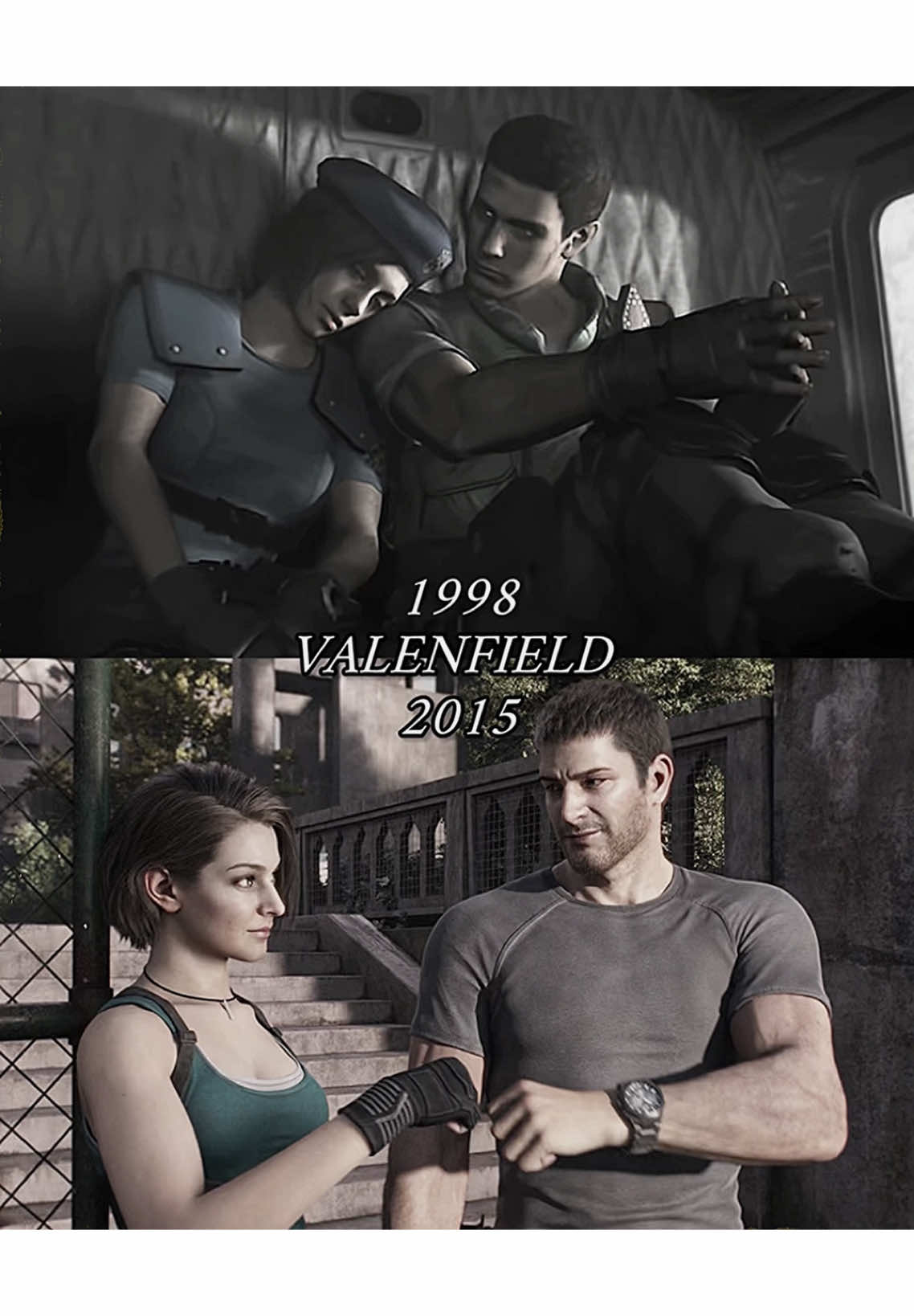 علاقه فالنفيلد من عام ( 1998 - 2015 ) التاريخ بحسب الجدول الزمني  لسلسة RE #residentevil #resident_evil #capcom #capcomgames #chrisredfield #jillvalentine #valenfield #rebhfun #رزدنت_ايفل 