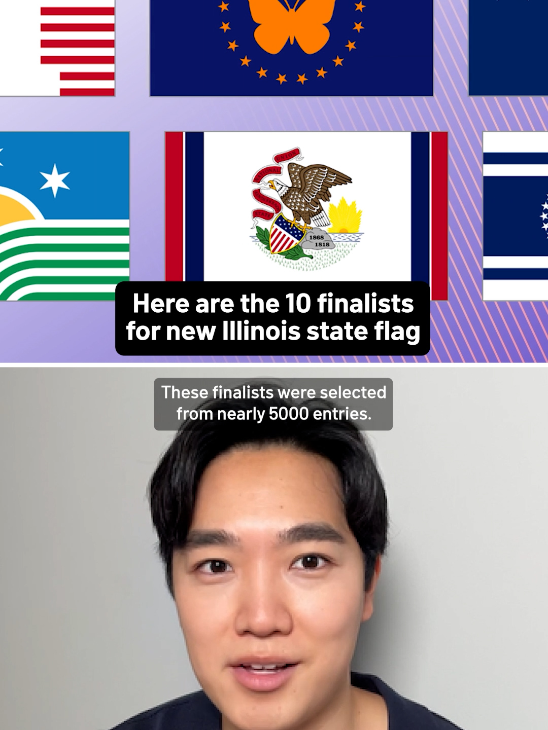 Out of nearly 5,000 entries, officials have narrowed down their list to 10 new Illinois flag design proposals for the public to vote on early next year.  Those flags, along with previous Illinois flags and the state’s current banner, will go up for a public vote, with the commission set to make their recommendations to the state’s General Assembly later in 2025. Read more at the 🔗 in our bio. #illinois #illinoisflag #newflag #flagdesign #flag