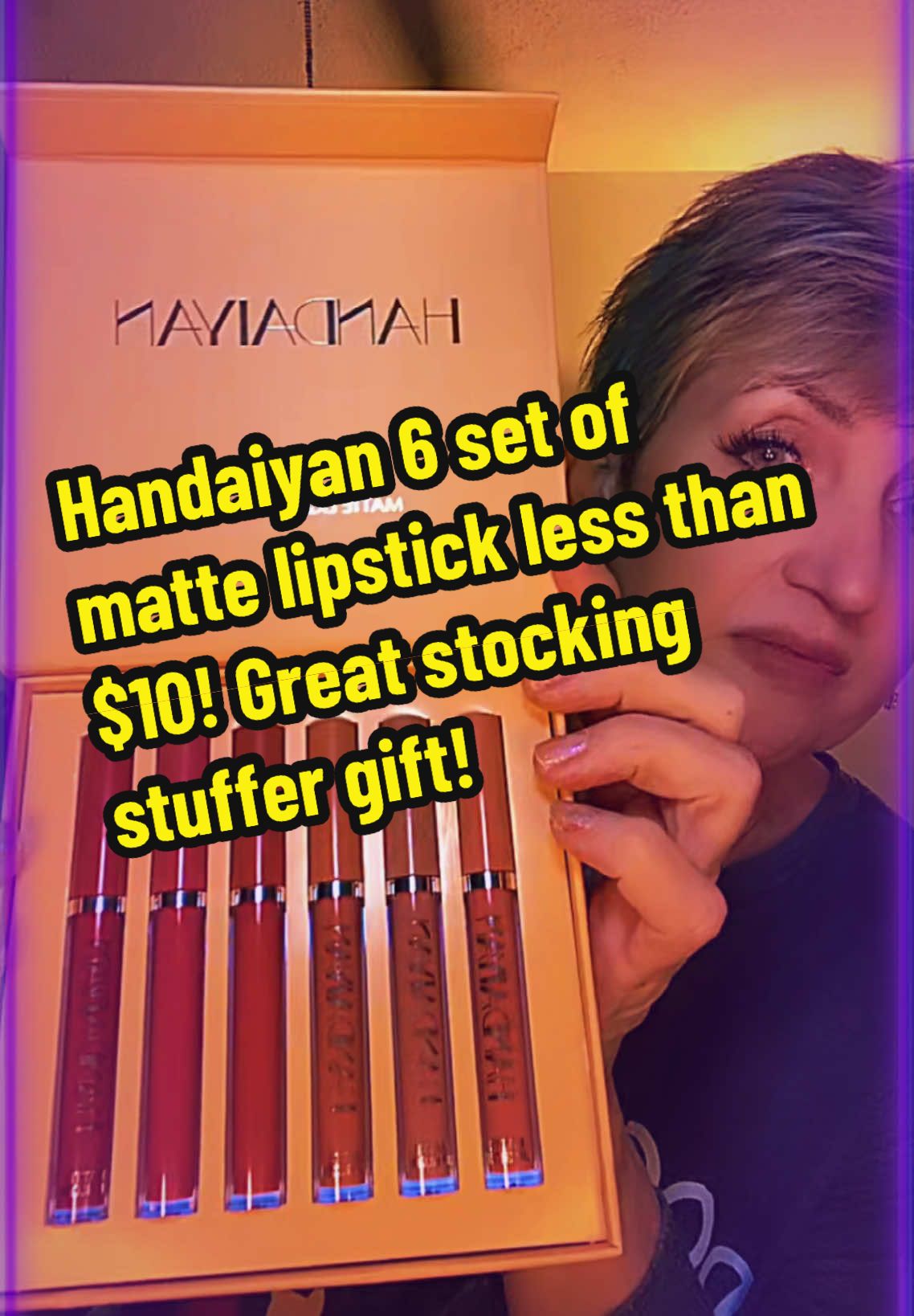 Handaiyan 6 set of matte lipstick less than $10! Great stocking stuffer gift! Click on shopping cart link. #handaiyanlipstick #handaiyan #lipbalms #lipstick #mattelipstick #fypシ #tiktokshopholidaydeals #tiktokahopholidayhaul #tiktokshopholidaysale 