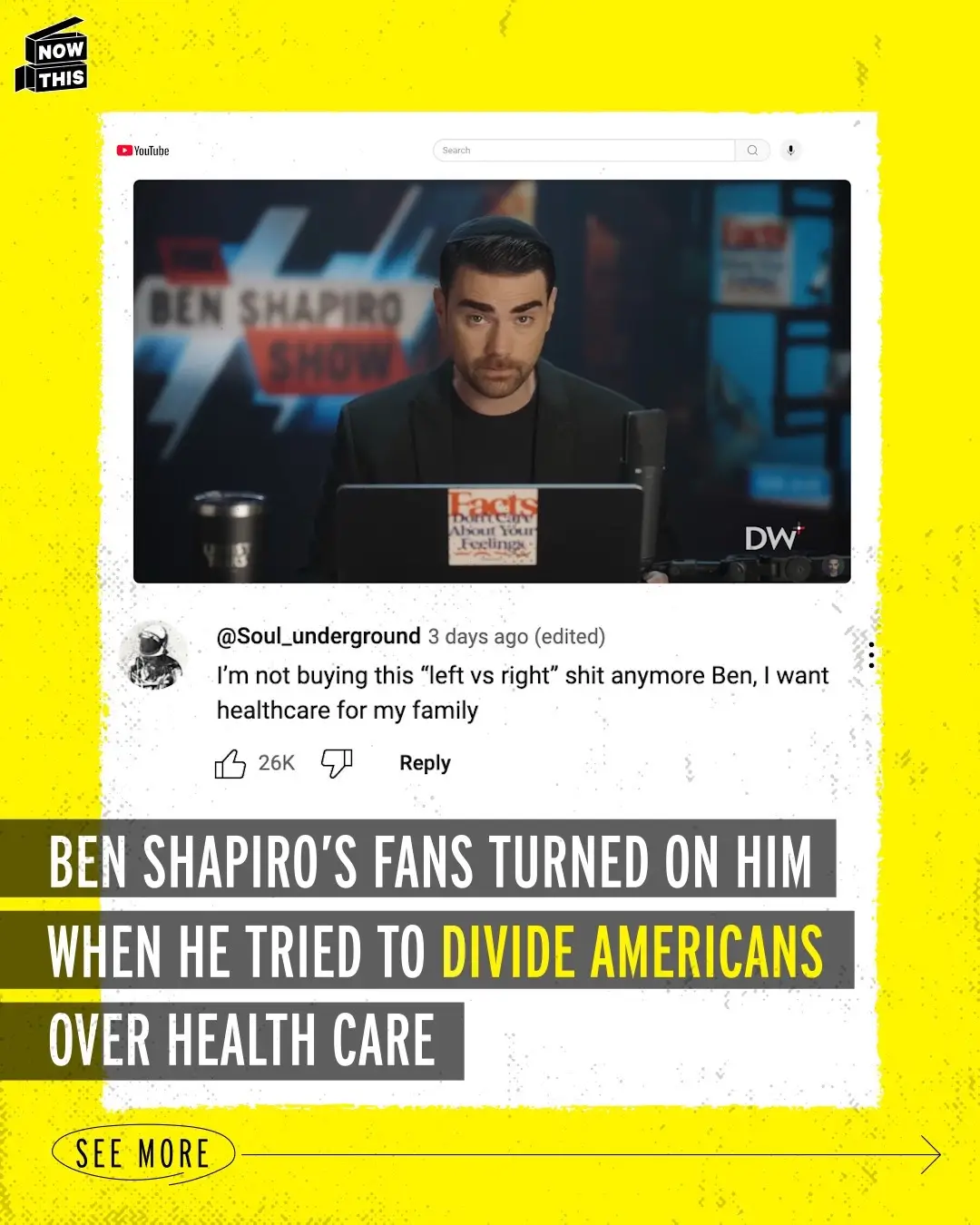 Working Americans are uniting, and those in power are feeling the heat. Conservative commentator Ben Shapiro took to YouTube, blaming the ‘revolutionary left’ for the cold reactions to the murder of a CEO from a health insurance giant notorious for its high claims denial rate. His fans? They weren’t convinced. Swipe to see the comments. #benshapiro #unitedhealthcare #health 