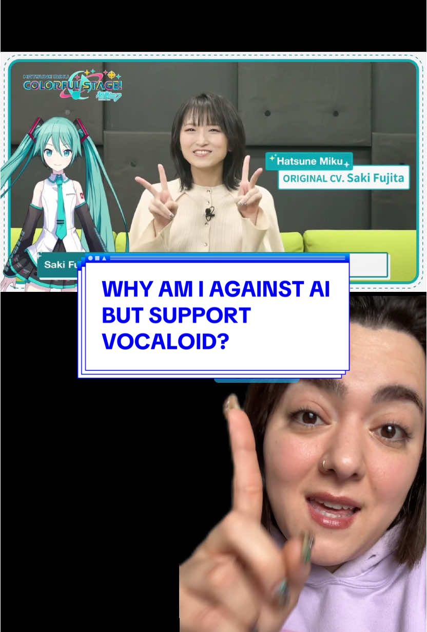 Why am I against AI but like vocaloid and UTAU? Let’s go through the differences between authorized use of someone’s voice and the unathorize use of someone’s voice. #vocaloid #utau #aisong  #greenscreen 