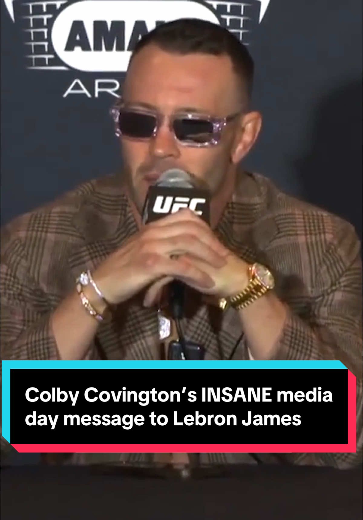 Colby Covington went off on Lebron James in the craziest way possible at #UFCTampa media day. 💀😭 (🎥: @UFC) #colbycovington #UFC #mma #lebronjames 