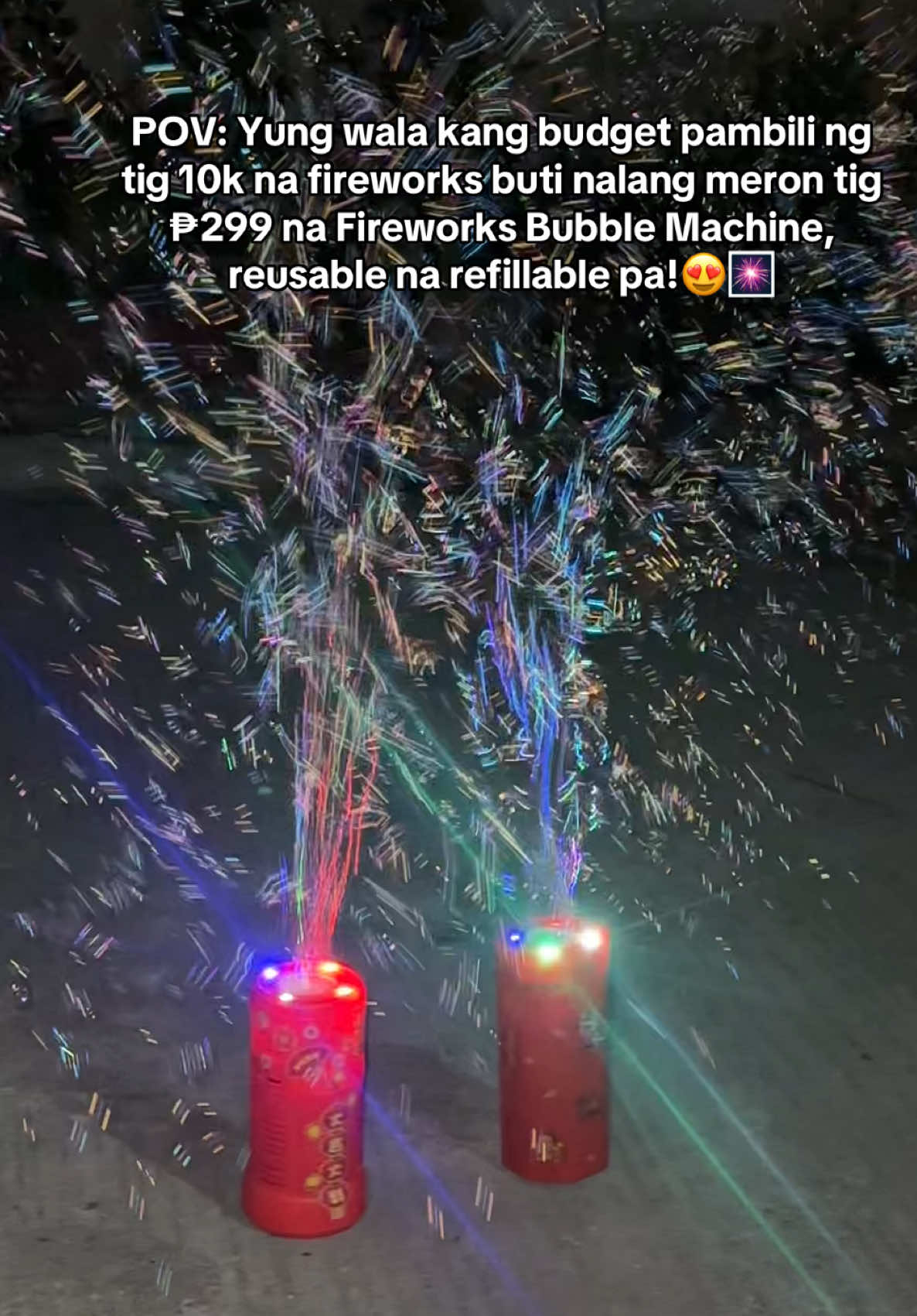 Fireworks no more!! Yes to bubble fireworks. Life saver tlaga to sa mga tulad kong wlang budget para bumili ng mga mamahalin paputok.. #fireworksbubblemachine #bubblefireworks #reusable #newyearfireworks #bubblemachine #newyear2025 #TikTokShop 