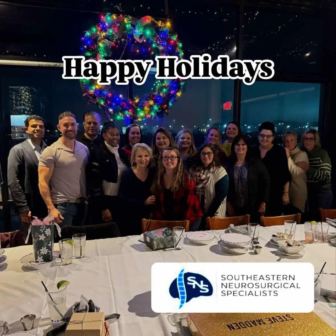 🎄🎉 Celebrating the season with the incredible Southeastern Neurosurgical Specialists team!  Honored to share this festive time with Dr. Javed, Dr. Jha, and our amazing crew. Here’s to another year of saving lives and making memories! 🩺✨ Dinner @elevationchophouse 🎉 #NeurosurgeryTeam #HolidayVibes #BrainAndSpine #Surgeons #Neurosurgeon #Healthcare #ittakesavillage #MDLife #ChristmasCheers