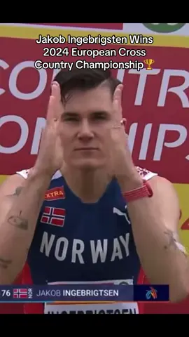 He looked like he was just jogging🥱 #Running #crosscounty #european #jakobingebrigsten #xc #race #fyp 