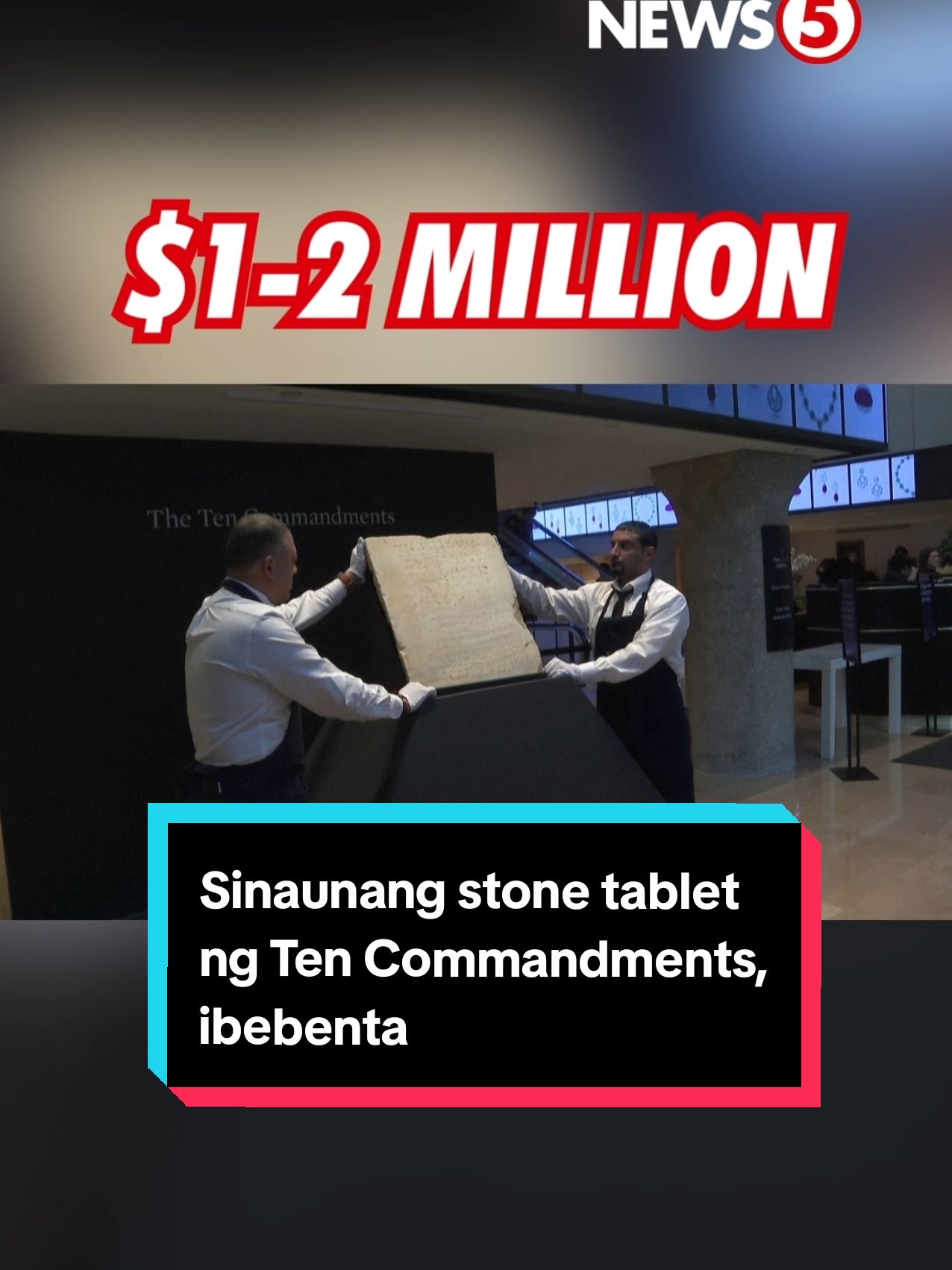 TEN COMMANDMENTS FOR SALE Nakatakdang isubasta sa Amerika ang pinakauna at kumpletong stone tablet ng #TenCommandments sa Dec. 18. Tinatayang 1,500 years old na ang naturang tablet. Alamin ang buong detalye ng makasaysayang artifact na ito. #News5 | via Reuters #NewsPH #breakingnews #SocialNewsPH #bible #Israel 