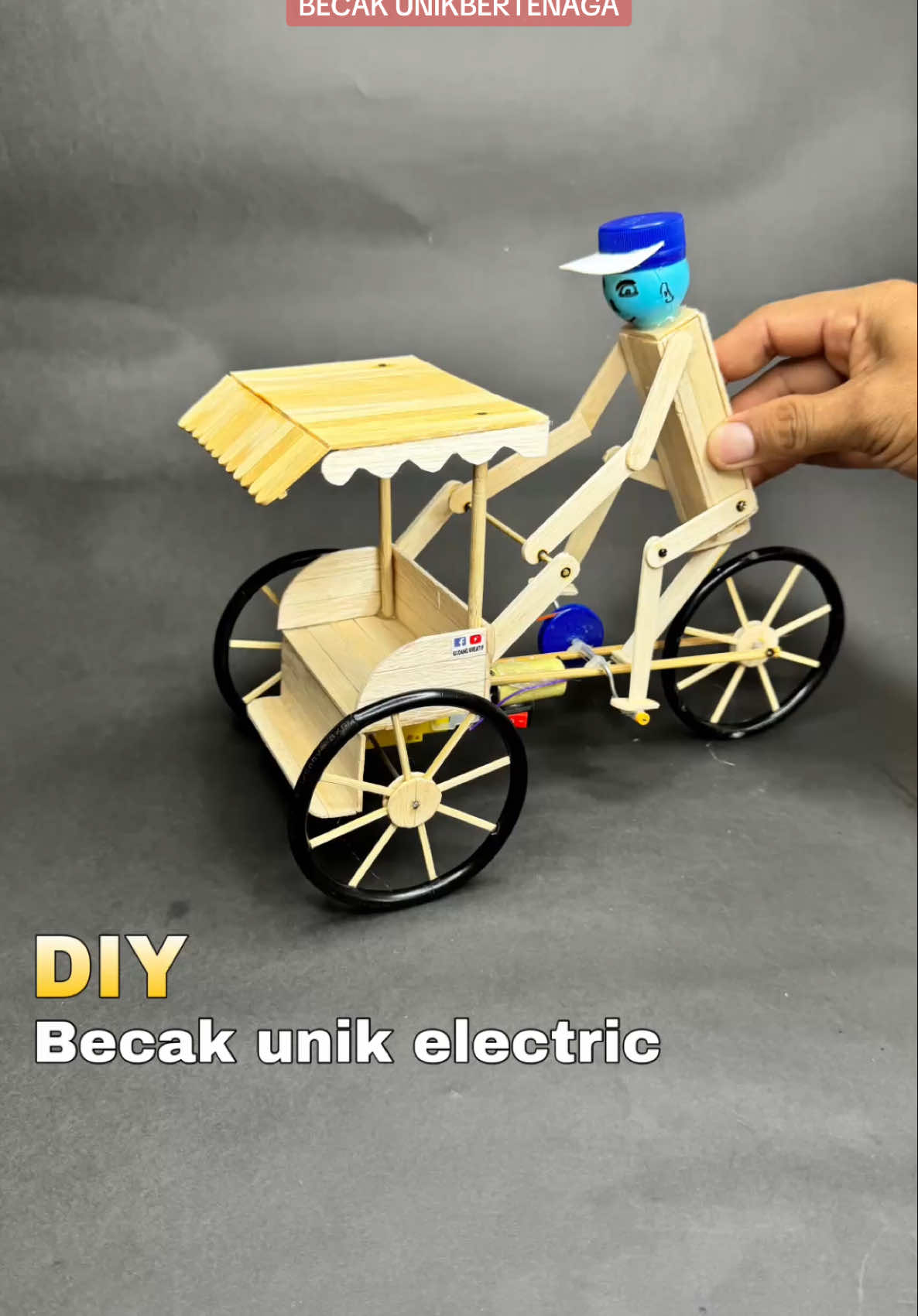 Diy membuat mainan kerajinan unik becak gayung elektrik bertenaga dari stik barang bekas #DIY #unik #toys #tutorial #creative #mainan #amazing #idea 