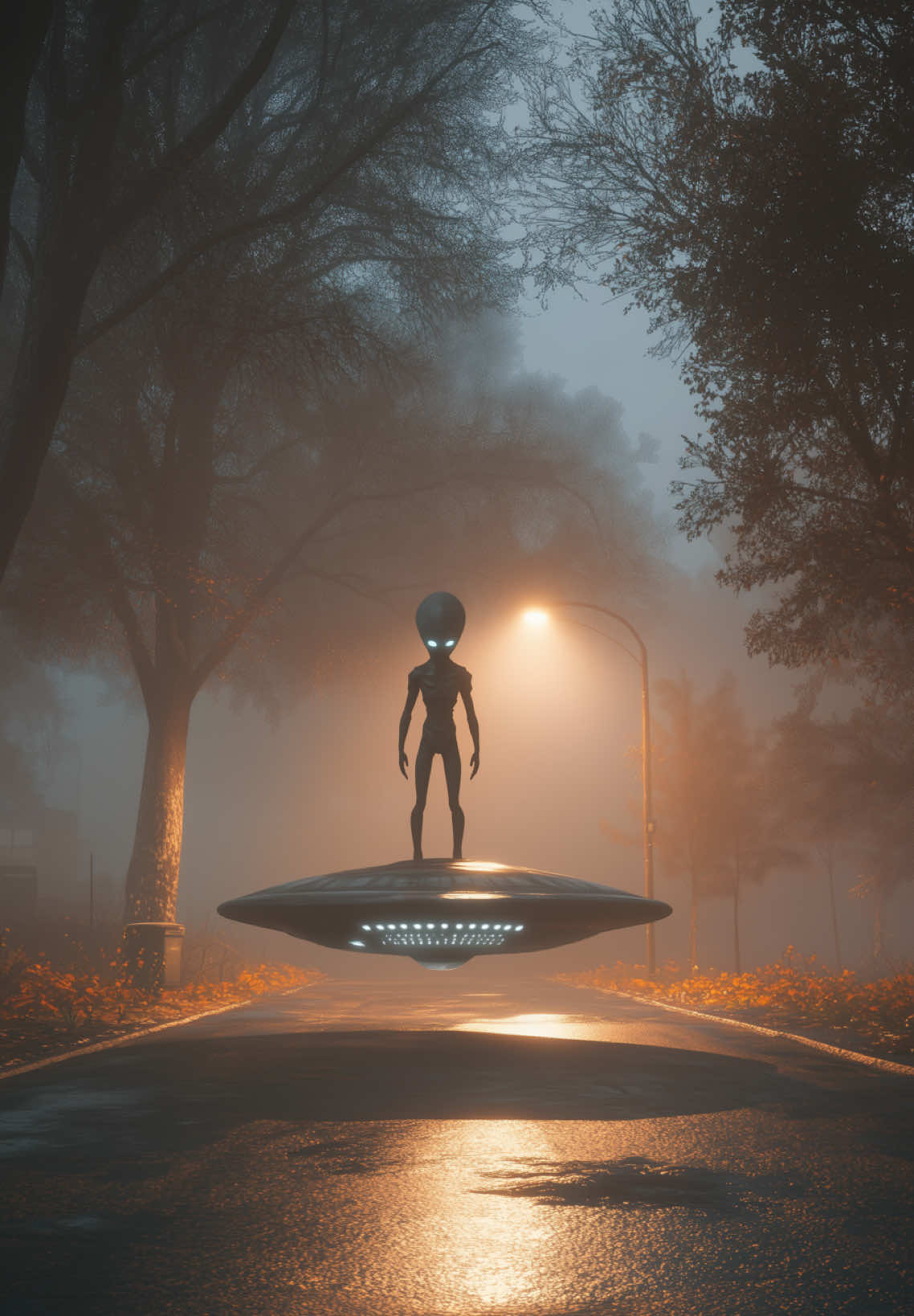 When it’s foggy… #aianimation #aiartwork #original #originalvideo #fyp #aiartcommunity #createwithai #scifi #scifiart #alien #ufo #flyingsaucer #uap 