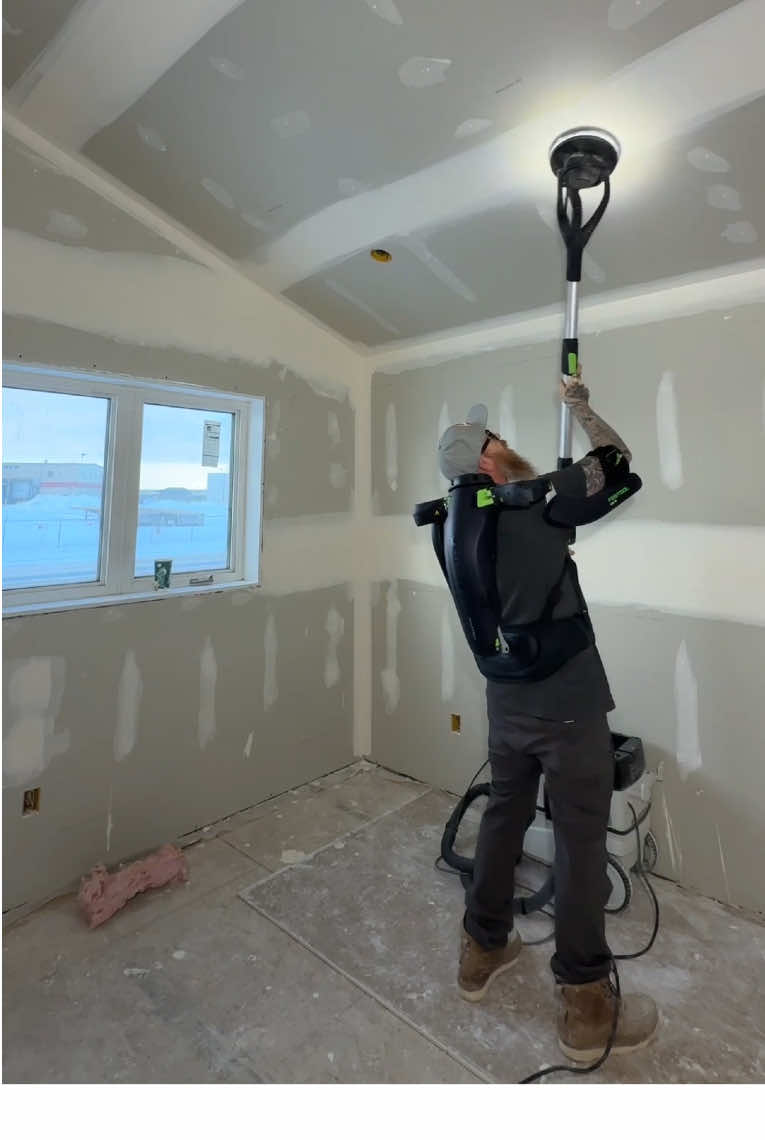 Some ceiling sanding made easy with the Festool Exo Active Exoskeleton and Planex • It provides up to 11 lbs which makes this effortless, you can see how I’m holding the Planex by the bottom. I would never do this normally @Festool Canada  @Festool USA  . . . #festoolpartner #tools #construction #drywall #exo #exosuit