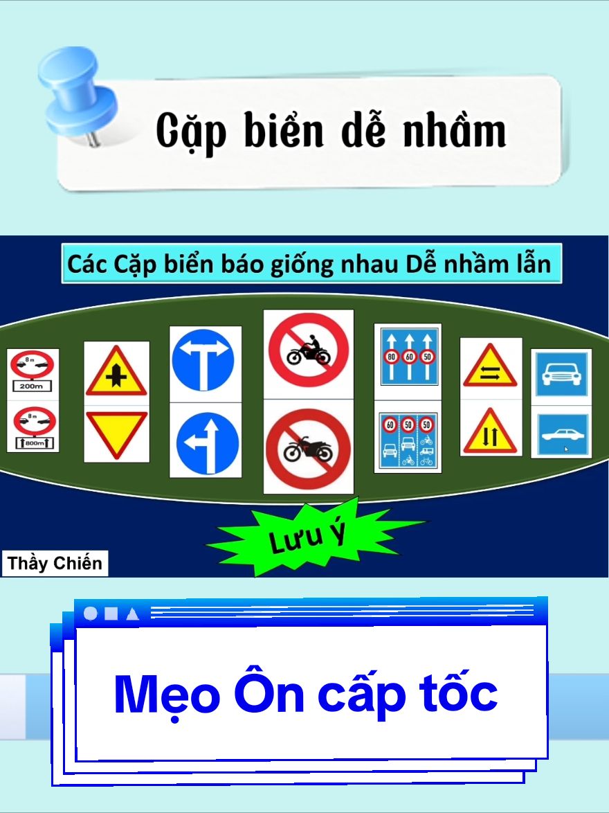 ghi nhớ và Phân biệt tổng hợp các cặp biển giống nhau dễ nhầm #thaychiendaylaixe #600cauhoilythuyetb2 #meobienbao #meolythuyet600cau #600cauhoisathach 