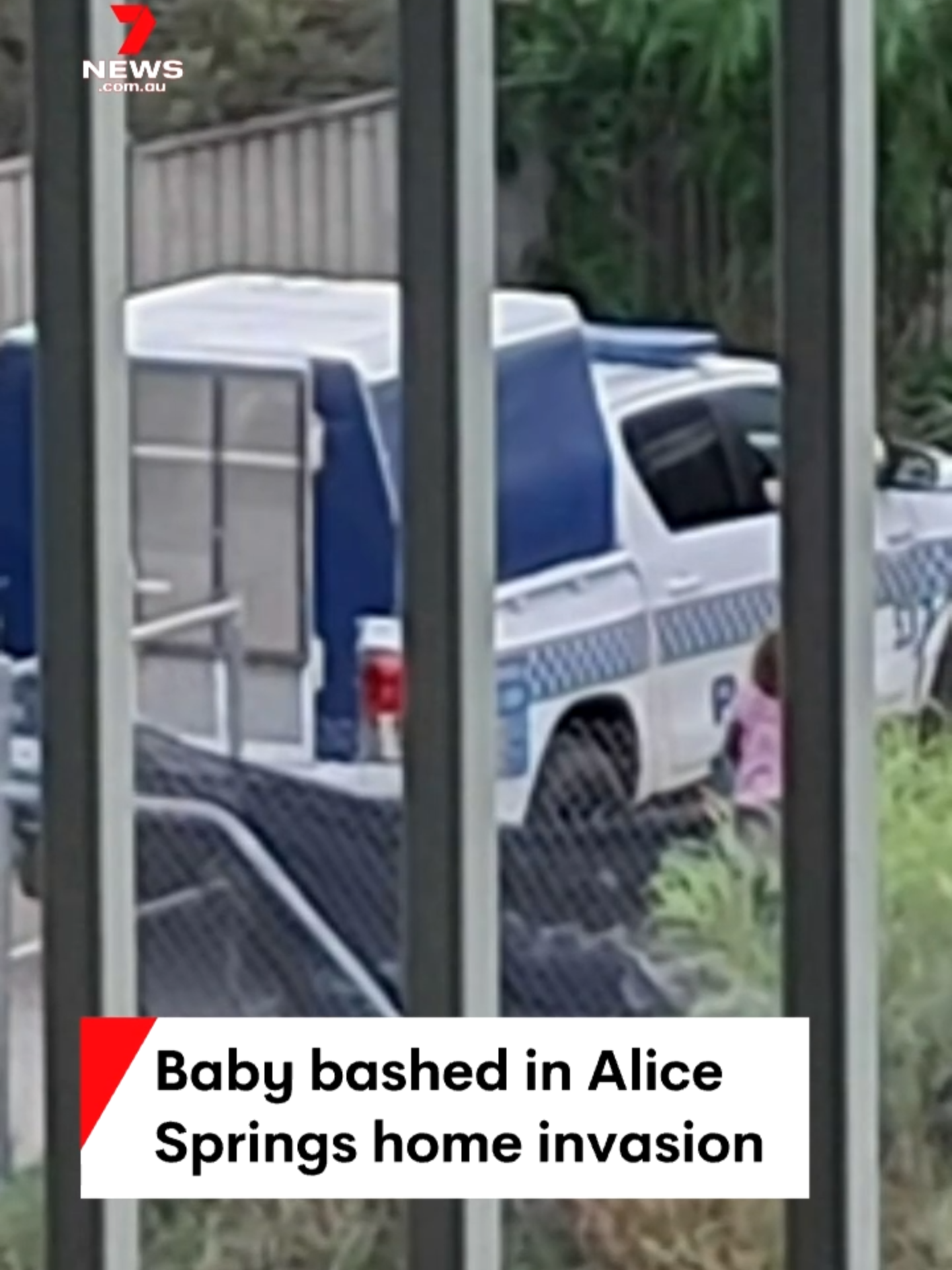 A two-month-old baby girl has been bashed with what is believed to be an iron pole in a violent home invasion in Alice Springs. The infant who has been airlifted to Adelaide was being held by its mother when armed suspects stormed their house three other children were also inside. Two teenagers have been arrested and charged. #AliceSprings #7NEWS