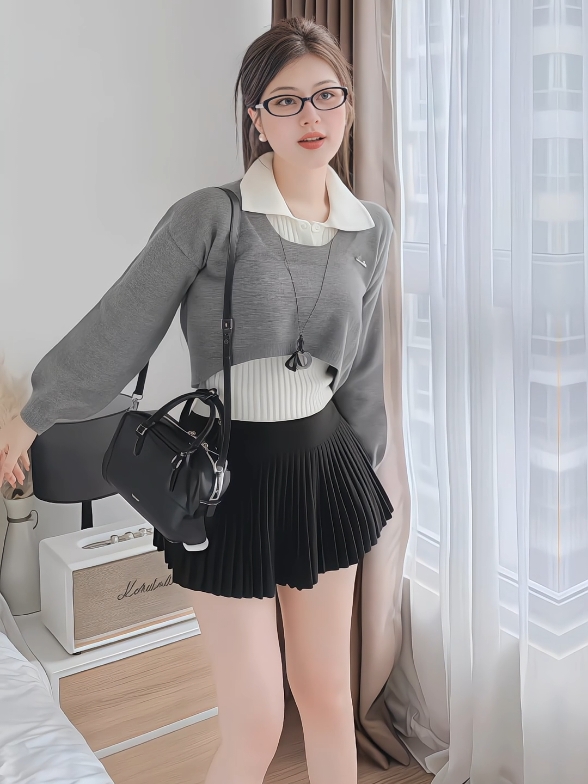 Áo len croptop dầy dặn mùa thu đông #outfit #trendingfashion #styles #aolen #aolennu #xuhuong #viral #thoitrangnu #xhtiktok #thuthuy_fashion 