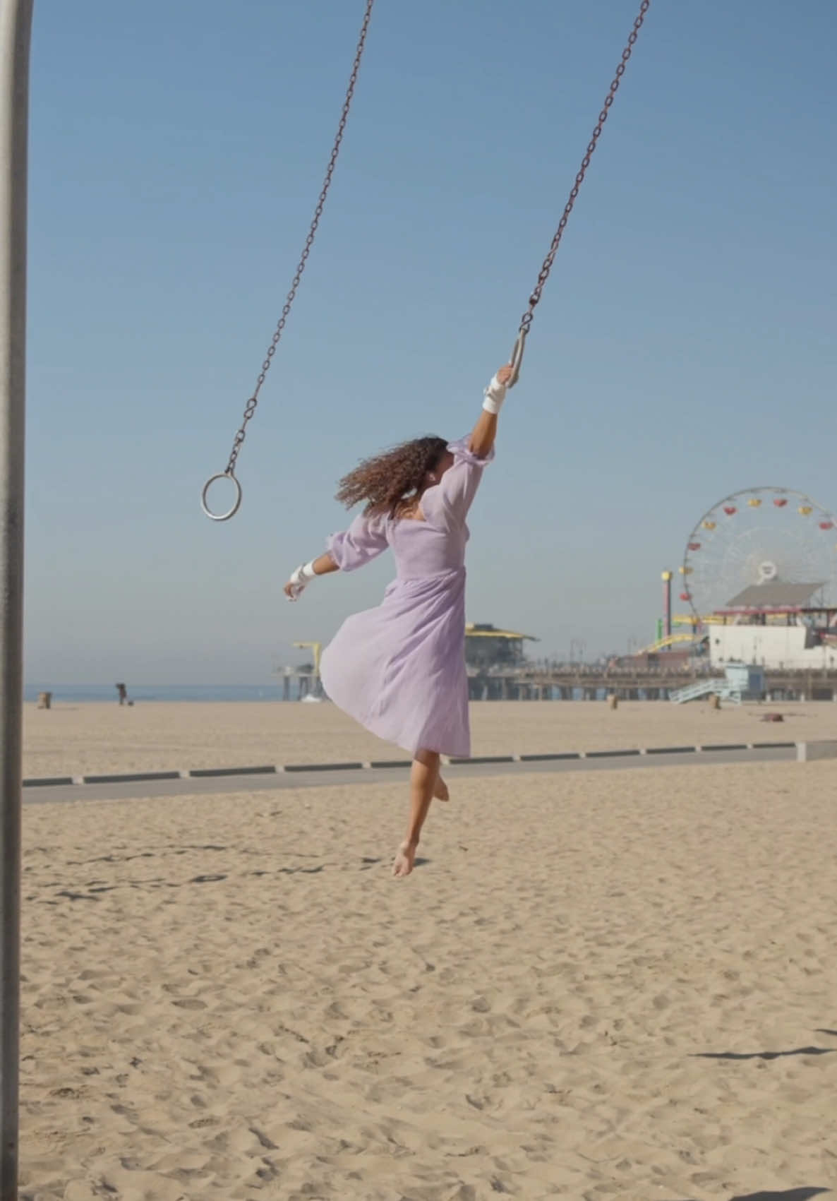 I just had to see it with this audio in this dress 🥹 #Encanto #TravelingRings #SantaMonica #MuscleBeach 