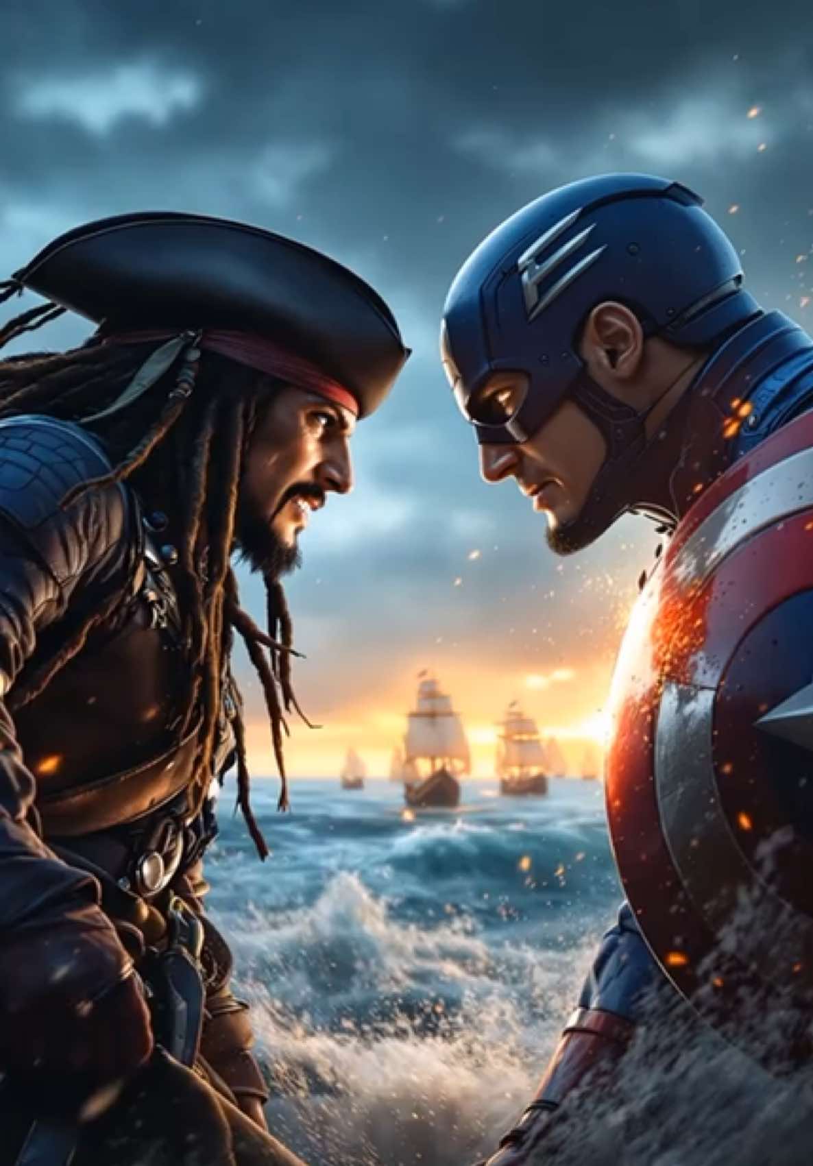 📣Jack Sparrow takes Captain America For Epic Fusion 🎄🎄 桑#jacksparrow  #jacksparrowrun #jacksparrowedit #piratesofthecaribbean #piratedescaraibes #captainamerica #avengers #hybrid #evolution #fusion #captainjacksparrow #supervillain #horrormovie #merrychristmas #johnnydepp 