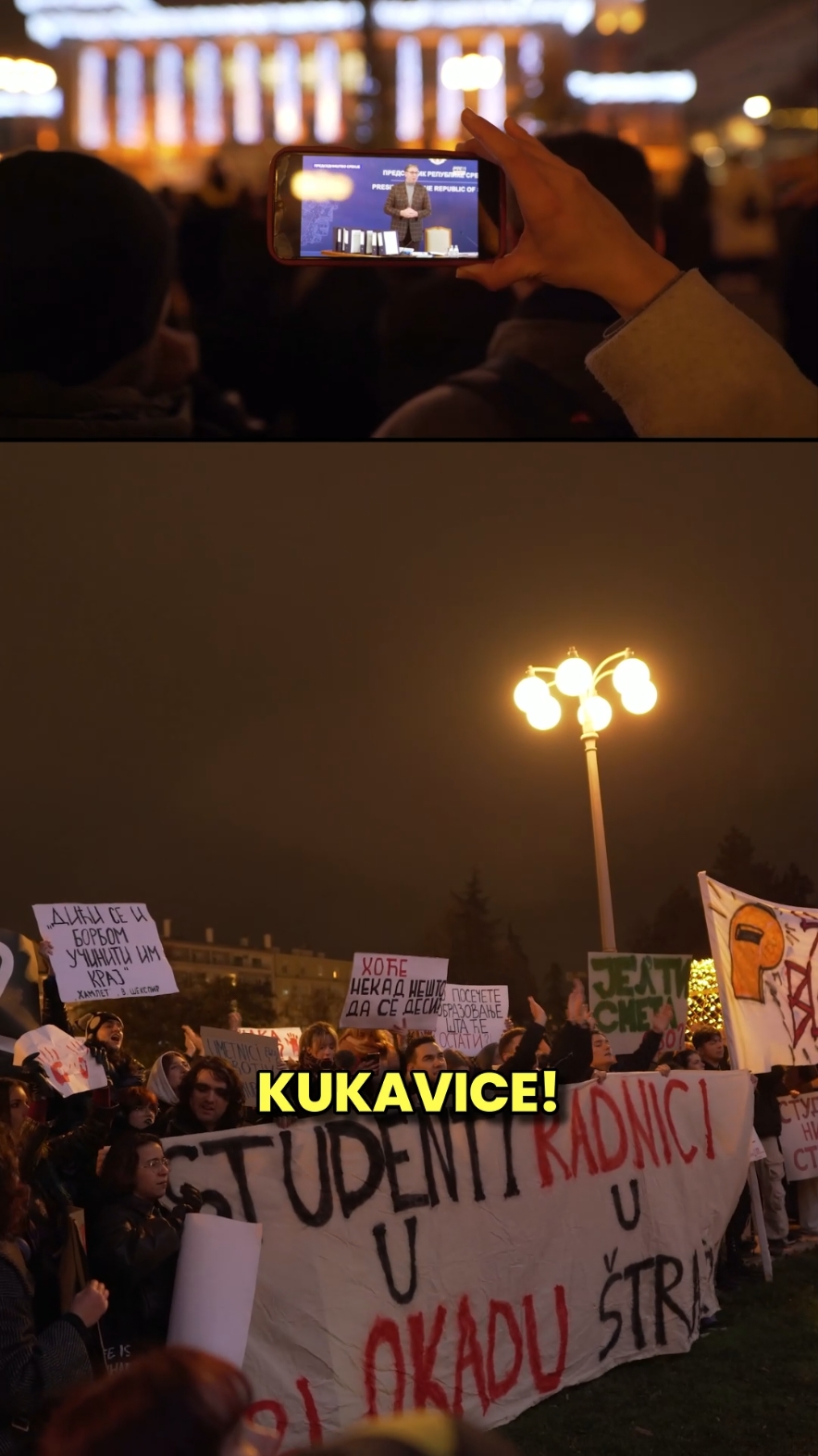 #protest studenata ispred Andrićevog venca tokom obraćanja žvalavog #fyp #srbijatiktok #studenti 