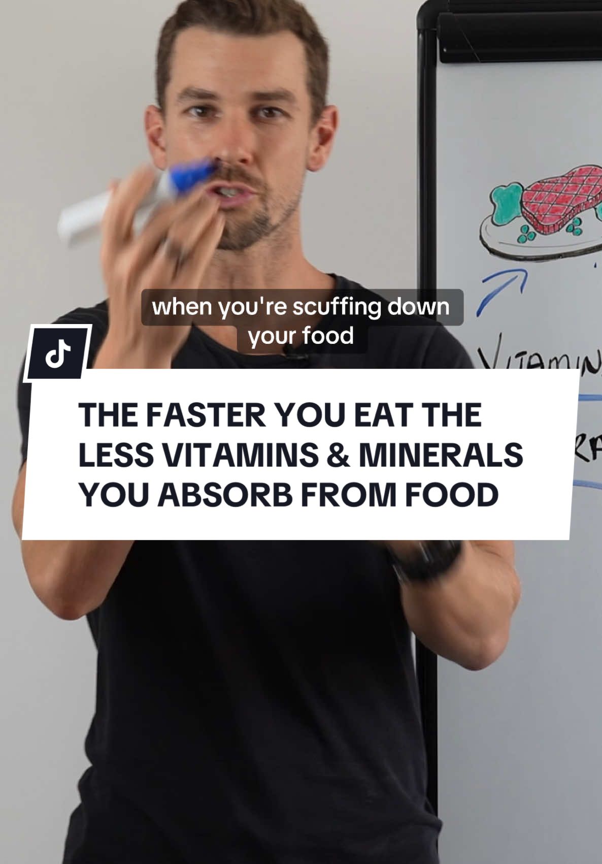 The faster you eat, the more difficult it can be for your body to absorb key vitamins and minerals.   To optimise nutrient absorption from the foods we eat.  We have to give our digestive system the time to do its job properly.  Digestion is a complex process.  And the speed of food intake, can play a key role in the amount of vitamins & minerals you absorb.  So slow things down.  And give your body the chance to absorb the most vitamins & minerals from the foods you eat, possible.  #vitamins #minerals #digestion 