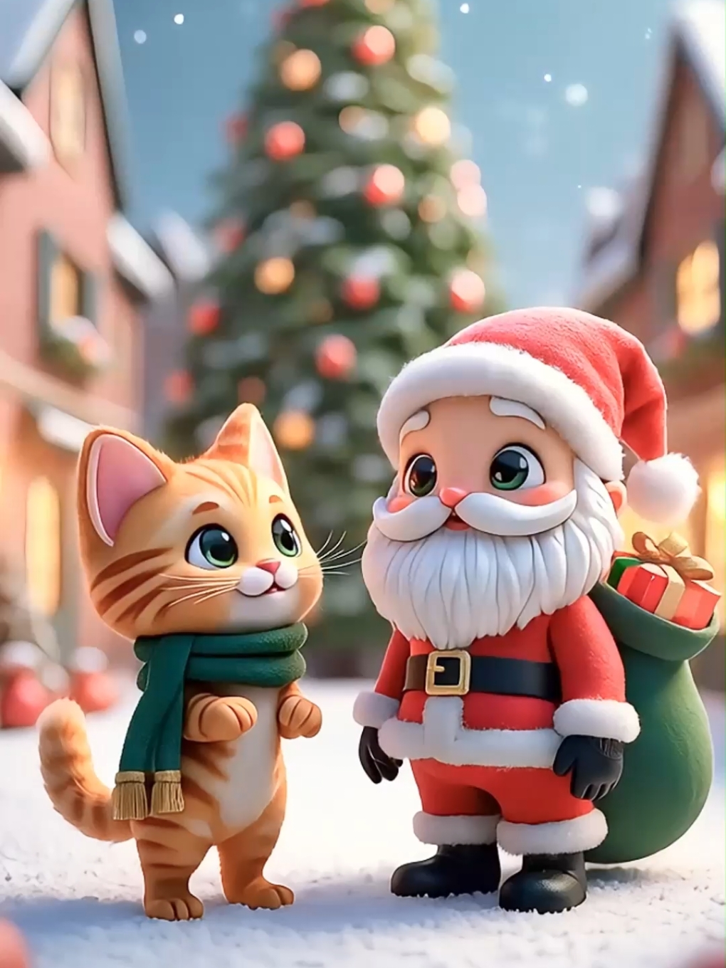 Santa dancing with a kitten #cute #cutebaby #christmas #merrychristmas #xmas #christmastree #festivefun #winter #christmasmagic #viraltiktokvideo #fyp #mustwatch #ai #kittensoftiktok #kitty 