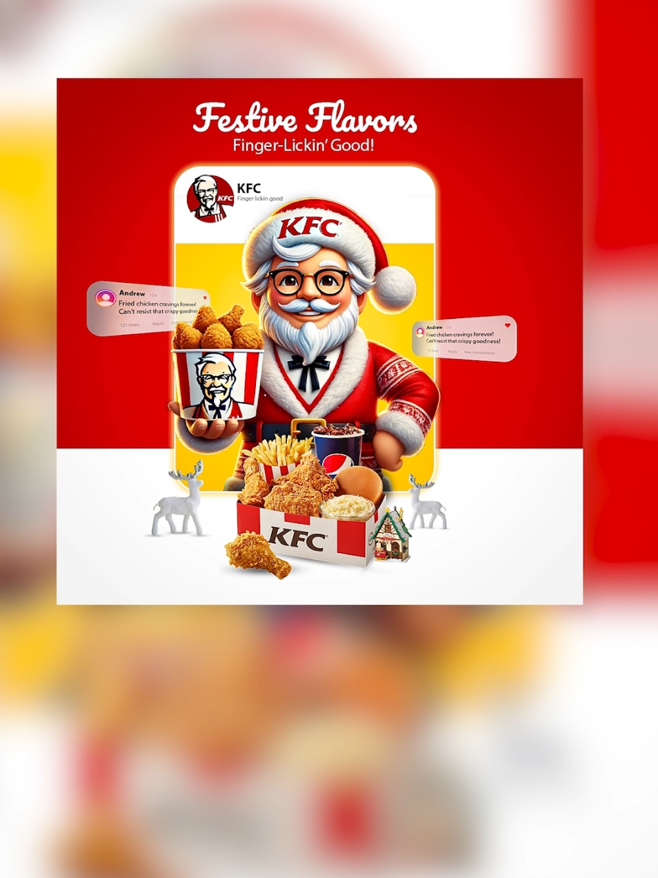 Designing poster everyday. KFC flyer . . . #graphicdesign #photoshoptutorial #photoshop #posterdesign #graphicdesigner #foodposter #photoshopedit #socialmediadesign #artwork #photomanipulation #kfc #friedchickenvibes #christmasdelights #holidayfeast #festivechickentreats #kfcchristmas #kfclovers #crispyholidaybites #kfcstyle #festiveflavors #holidaybranding #asianfoodlove #friedchickenaddict #festivevisuals #creativeflyerdesign #BTSfoodstyle #foodadvertisingideas #kfcpromo #kfcfans #brandingtips #flyer #designinspiration