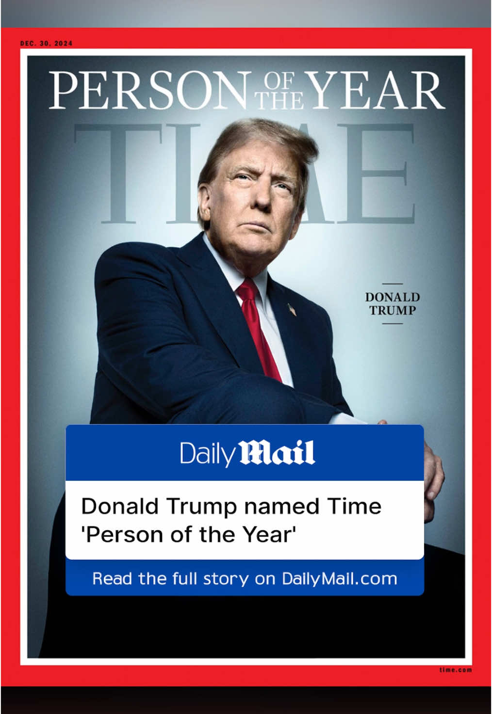 President-elect Donald Trump is Time magazine's 2024 Person of the Year. To celebrate the occasion, the president-elect is headed to Wall Street to ring the opening bell of the New York Stock Exchange. This is the second time the 78-year-old is being named Person of the Year after he also received the title in 2016 after his first presidential election victory. 📸TIME magazine #time #trump #year #2024 #america #politics 