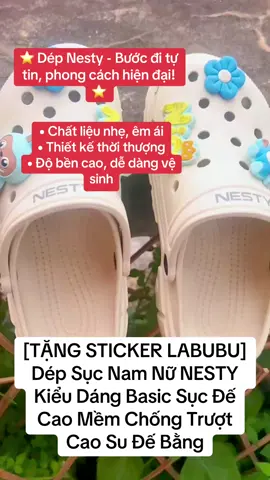 #[TẶNG STICKER LABUBU] Dép Sục Nam Nữ NESTY Kiểu Dáng Basic Sục Đế Cao Mềm Chống Trượt NE01 Cao Su Đế Bằng##dépnessty 