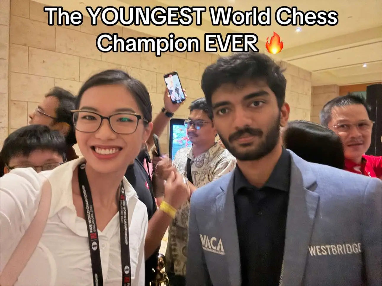 GUKESH!!!! the youngest world chess champion ever ♟️ #chess #chesstok #dinggukesh #gukesh #gukeshding #chessindia #grandmaster #wcc #worldchesschampionships #chesslovers 