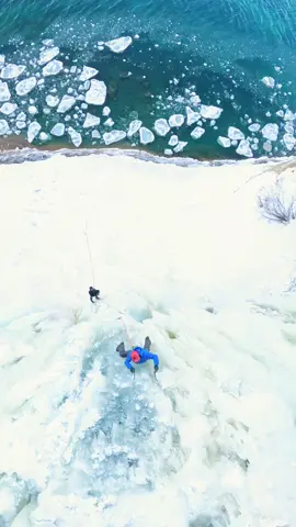 Climbing above the pancake ice is so beautiful!! ⛏⛏😁😁😁❤️ #climbing #iceclimbing #ice #mountains #adventure #explore #neverstopexploring 