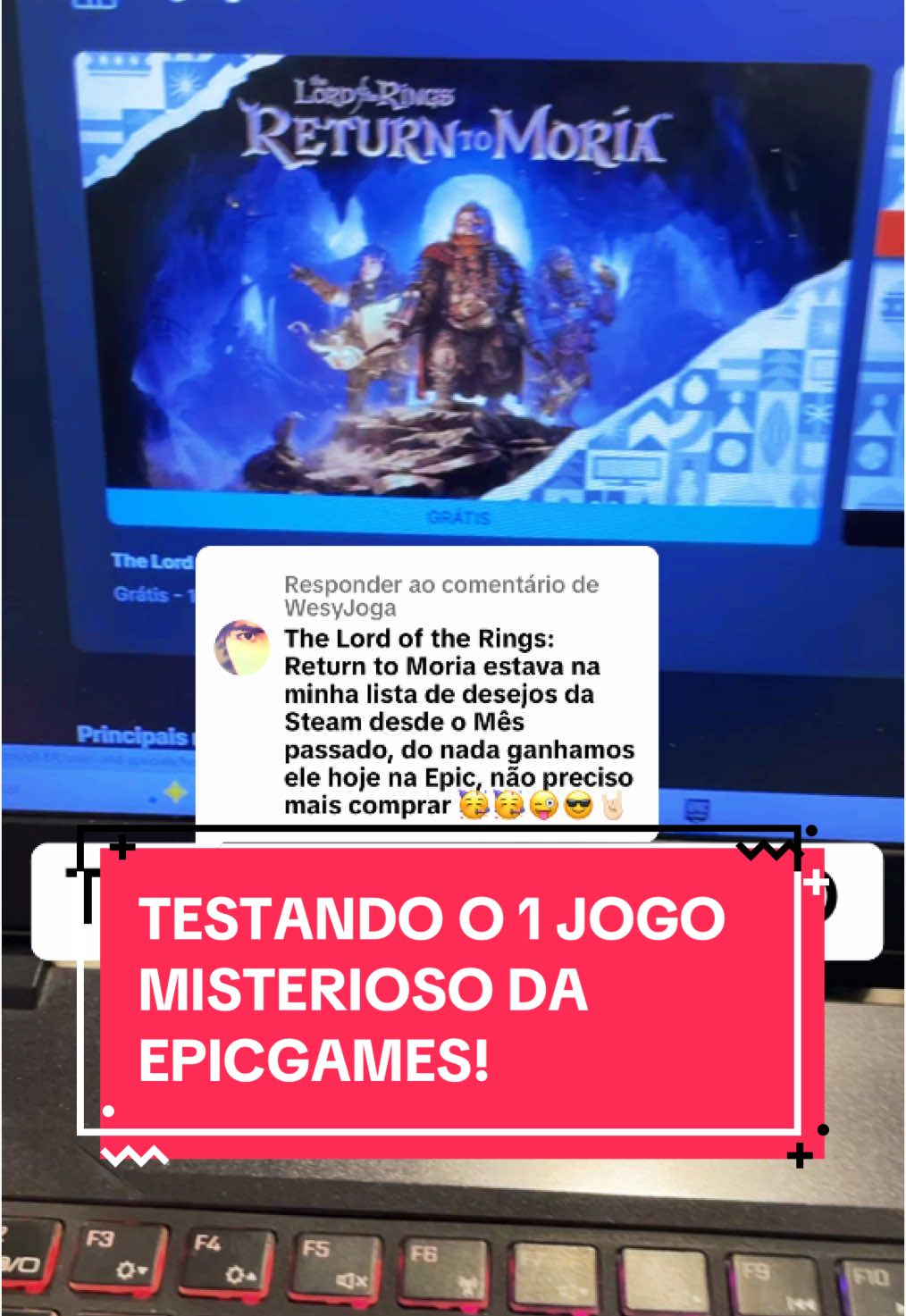 Respondendo a @WesyJoga #alancleber #alanclebergames #game #games #gamers #gamegirl #seabriuroda #fy #foryou #pc #pcgaming #pcgamer #free #ps4 #ps5 #xbox #xboxsx #nintendoswitch #steam #epic #epicgames #jogos #you #uhd630 #epic #GamingOnTikTok #thunderkeys #amazongaming #jogomisteriosoepicgames #jogomisteriosodaepicgames #lordoftherings #returntomoria 