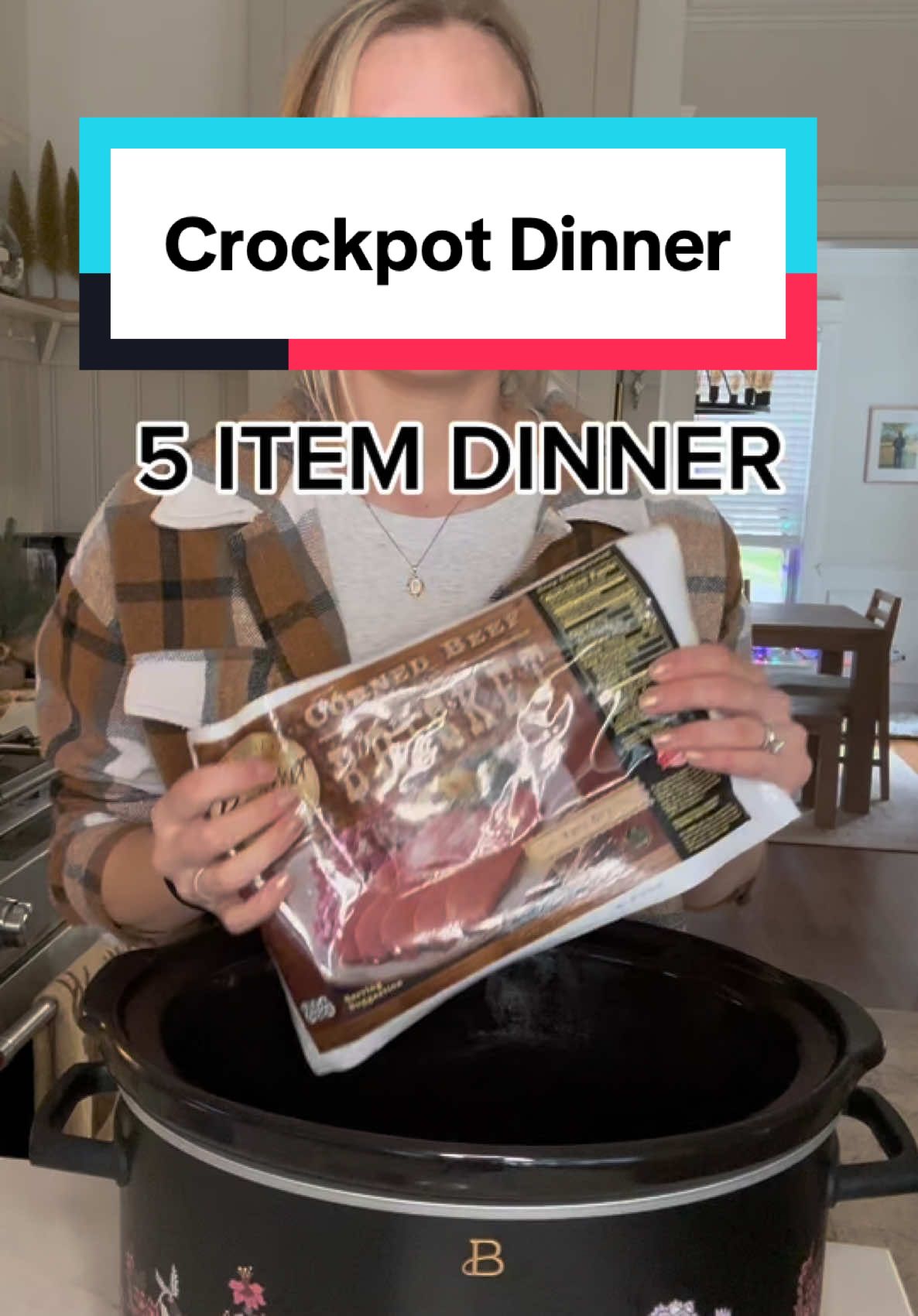 You only need to buy 5 things to make this dinner!  #crockpotmeal #Recipe #crockpotdinner #cornedbeef #familysdinner #EasyRecipe #dinneridea #easydinner 