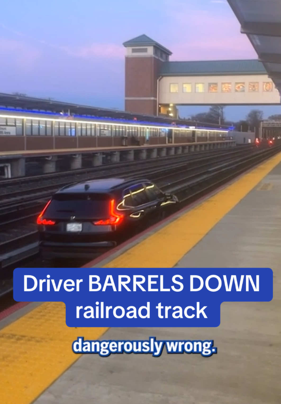 Replying to @Mg83 New York driver Basilio Hidalgo, 40, was charged with reckless endangerment, criminal trespassing, and driving while intoxicated on Sunday after he was caught driving a black SUV on the Long Island Rail Road tracks, causing train delays across New York. #news #driving #longisland #trains #suv #carstok 