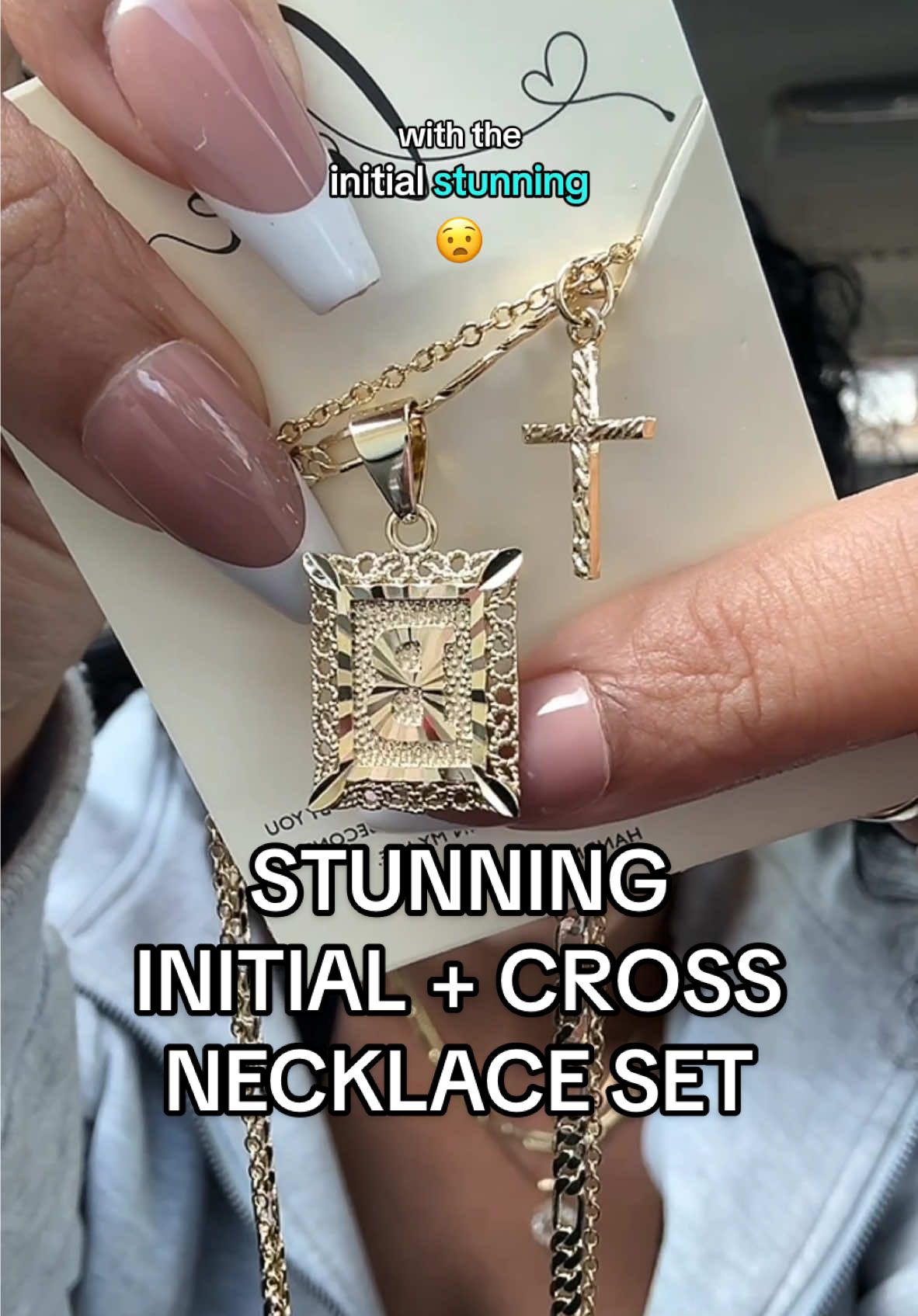 The PERFECT gold necklace duo to stack or wear separately! I love these both! 🤩✨ #goldjewelry #goldjewelryaesthetic #goldnecklace #necklacestack #necklacestacking #tiktokshopjewelry #tiktokshopnecklace #tiktokshopholidayhaul #mademyyear #newyearnewaura #initialnecklace #crossnecklace #goldnecklaceset 