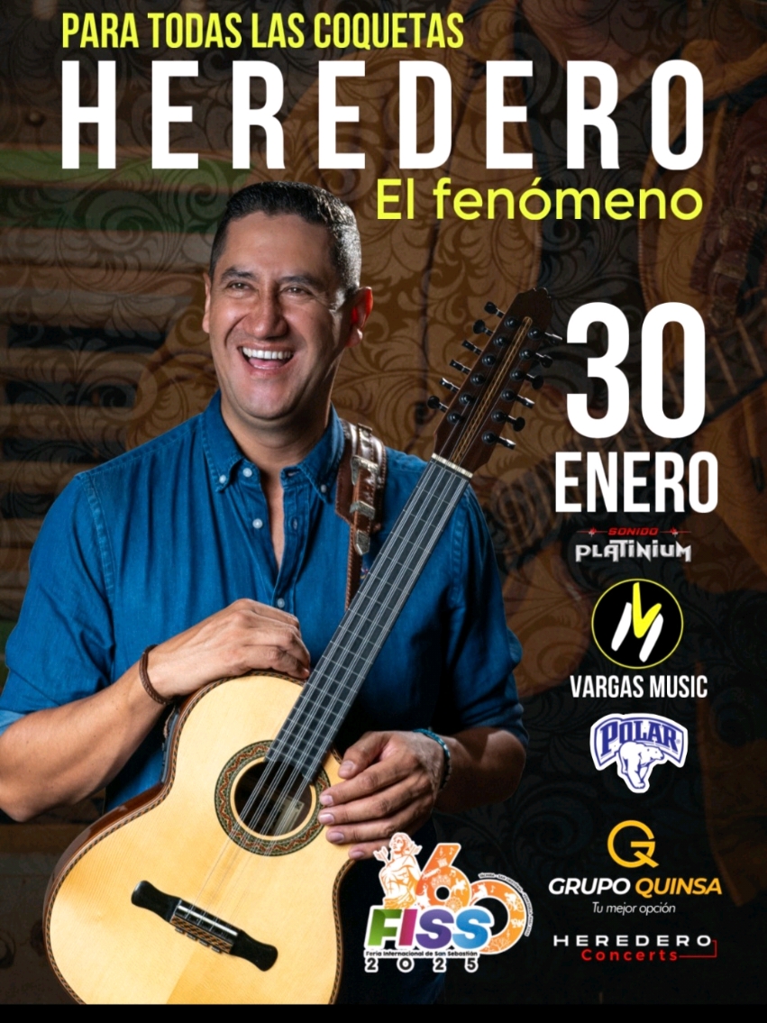 SAN CRISTÓBAL SERA LA SEDE DEL CONCIERTO MAS IMPRESIONANTE Y ESPERADO DEL MOMENTO...  EN EL MARCO DE LA  FERIA INTERNACIONAL DE SAN SEBASTIÁN 2025.. LLEGA A VENEZUELA EN EXCLUSIVA EL ARTISTA QUE ESTA REVOLUCIONANDO LA MUSICA CARRANGUERA EN EL MUNDO... DESDE COLOMBIA @HEREDERO  EL FENÓMENO... PARA TODAS LAS COQUETAS QUE LES GUSTA LA BUENA MUSICA EXITO TRAS EXITO. ESTO SERA EL JUEVES 30 DE ENERO EN ASOGATA APARTIR DES DE LAS 8 DE LA NOCHE... ¡HEREDERO! DESDE YA BUSCA TUS ENTRADAS EN LOS PUNTOS AUTORIZADOS PANADERÍA LA GRAN COSECHA BARRIO OBRERO Y CENTRO COMERCIAL DEL ESTE. UN EVENTO MAS DE GRUPO QUINZA Y EVENTOS PLATINIUM. #Herederocarranga  #heredero #CoquetaTourVzla #SanCristobal #Tachira #Venezuela 