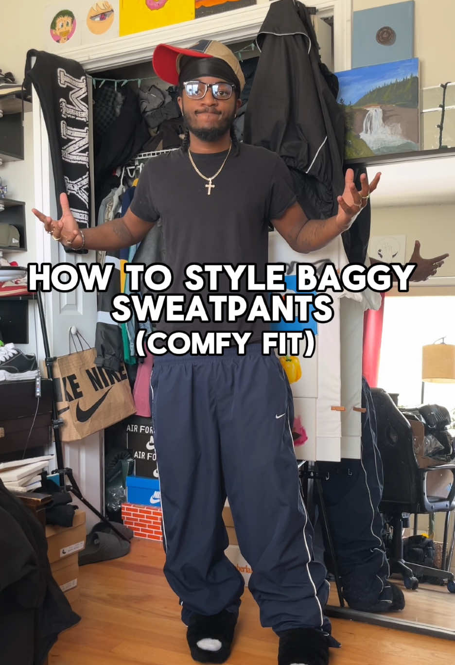 How to style baggy sweatpants #outfitinspo #fyp #fashiontiktok #baggyjeans #streetwear #OOTD #baggy 