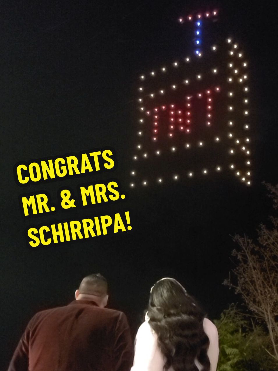 🥂💍 Congratulations Mr. & Mrs. Schirripa! We are honored to be part of your special celebration! #drone #drones #droneshow #dronelightshow #starflightdroneshows #celebrationfireworks #fireworks #eventplanner #eventplanning #partyplanner #partyplanning #weddingplanner #weddinginspiration #weddingplanning  #wedding #weddings #pennsylvania #newjersey #bride #bridetobe