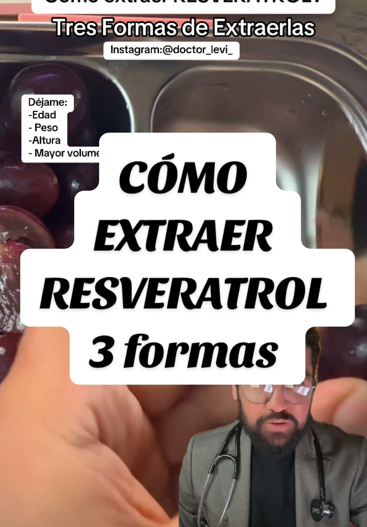 Aprende 3 formas de hacer RESVERATROL. . . . . . #doctorlevi #drlevi #dieta #resveratrol #uvas 