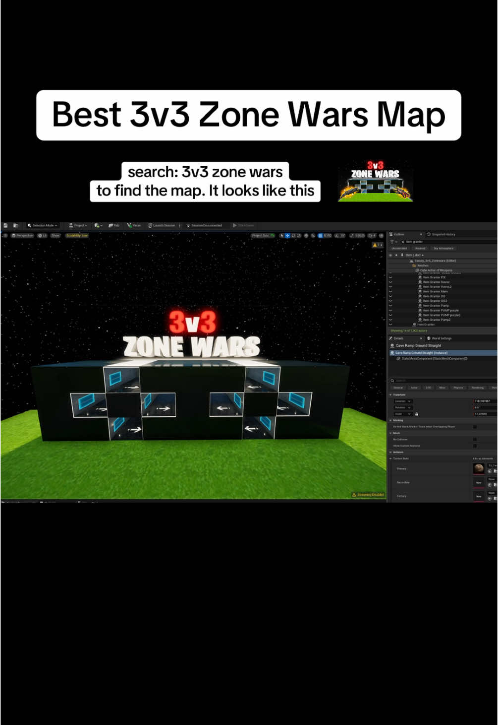 3v3 Zone Wars map code #fortnite #fortnitecreative #zonewars #devlog 