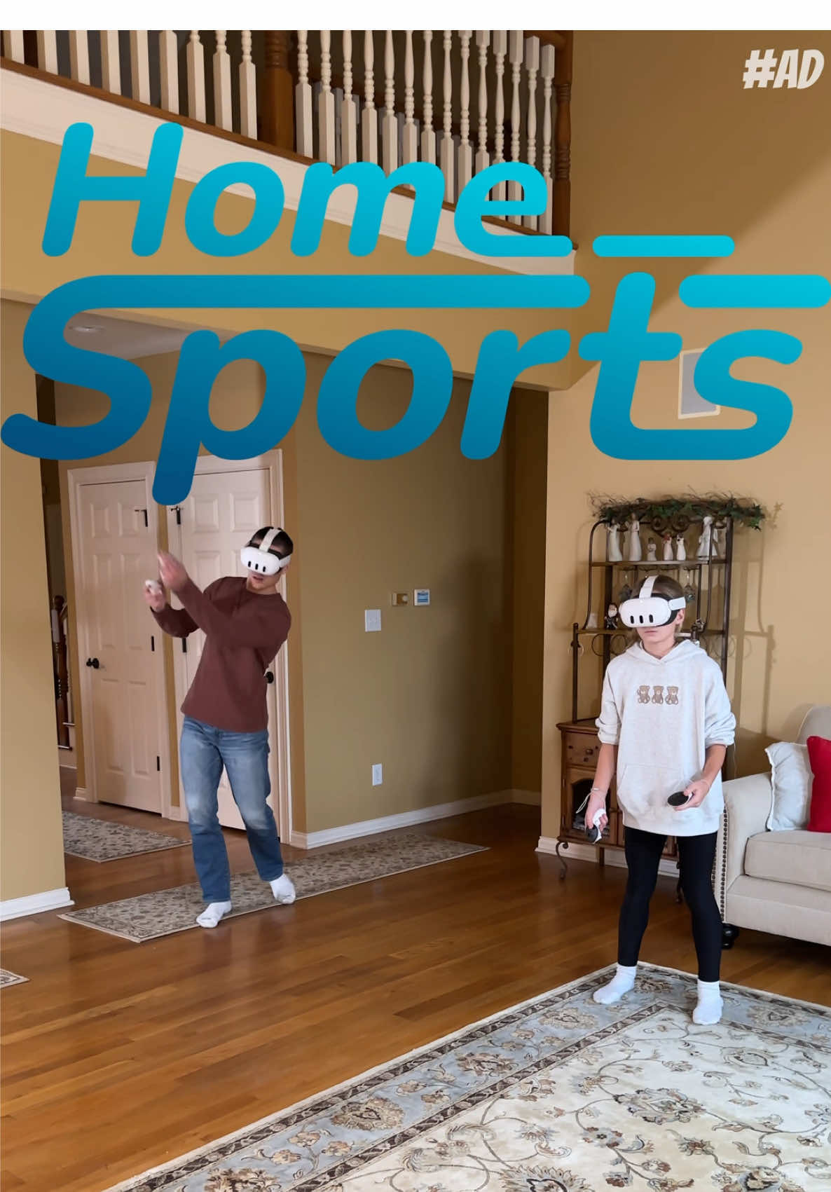 #ad Home Sports just launched! Play sports like bowling, hockey, pickleball, and more right in your living room! It's easy to play, gets you moving and having fun with friends & family! Click on the link in our bio to play! #HomeSports #MetaQuest #mixedreality #VR #familygamenight #FamilyFun #QuestPartner @Resolution Games 