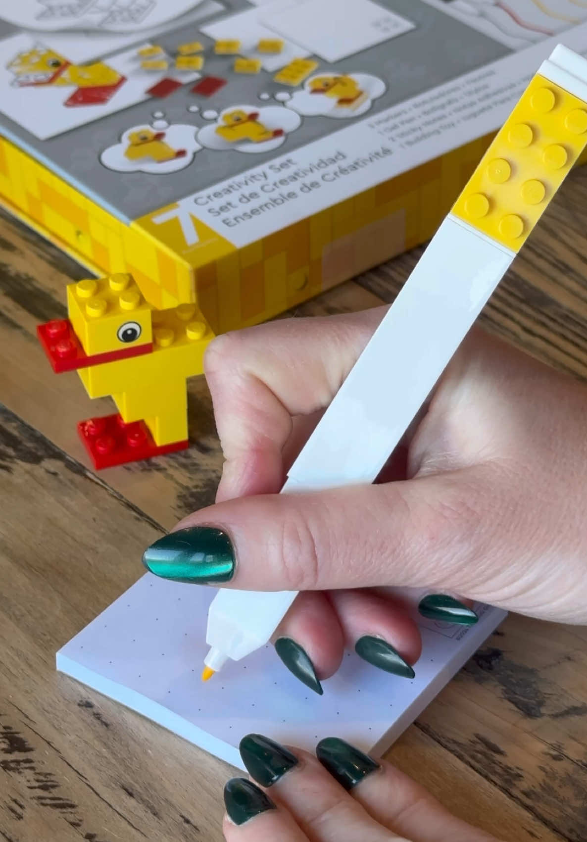 Lego Duck Stationary ASMR 🧱🐥 The pens and markers in this LEGO duck stationery set click together, letting kids build while they create! SAVE for later and SHARE with someone who would love this!  #asmr #lego #legotiktok #MomsofTikTok 