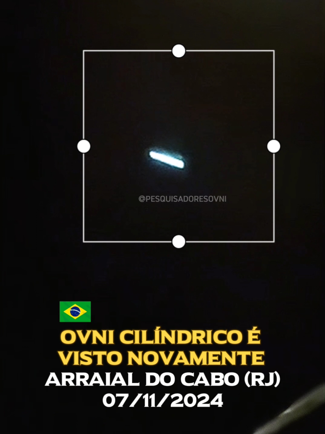 🚨💥 OVNI CILÍNDRICO  É REGISTRADO EM ARRAIAL DO CABO (RJ). Na noite de 07/11/2024, uma seguidora da página capturou imagens impressionantes de um OVNI cilíndrico no céu limpo de Arraial do Cabo (RJ).  Segundo o relato, o avistamento foi precedido por um suposto relâmpago, que chamou sua atenção para o objeto misterioso. No dia seguinte, moradores da região também relataram ter visto o fenômeno. Testemunhas afirmaram que o objeto apresentava pequenas janelas em sua estrutura.  Este é o 9° registro desse tipo de objeto no Brasil, reforçando a relevância dos avistamentos recentes no país. Agradecemos à seguidora pela confiança em compartilhar esse registro único.  #pesquisadoresovni #misterio #mistery #ovni #ufo #desconhecido #Unknown #uap #discovoador #alien #orb #lights #sighting  #news  #avistamento #arraialdocabo #riodejaneiro 