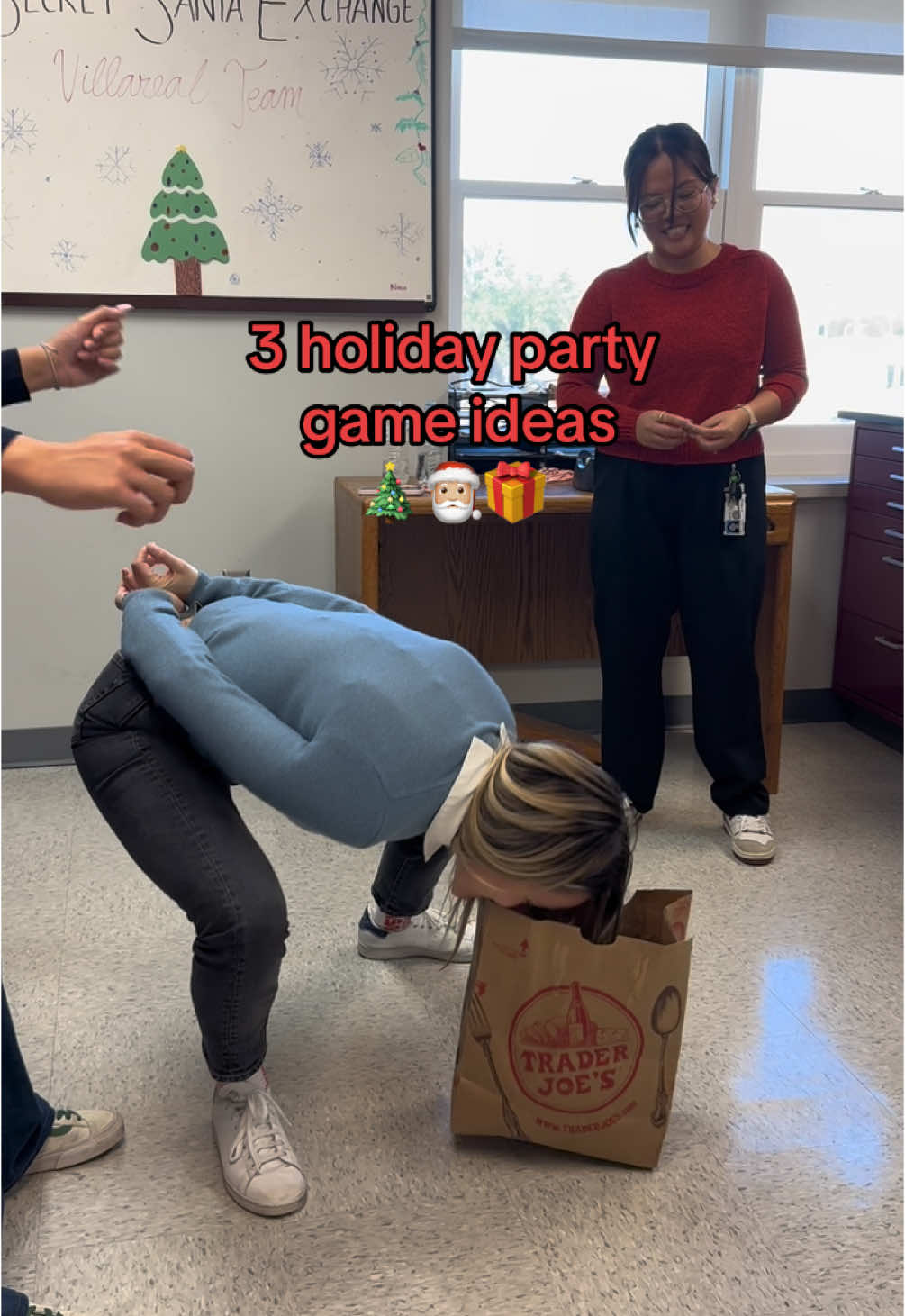 These games has us sweating! Plus they’re easy and affordable to play with your friends and family at your upcoming holiday events! Jeans might not be the best move for the bite the bag game 😅#christmaspartygames #holidayparty #partygame #officeparty #partygames #christmasideas #holidayvibes #christmas2024 