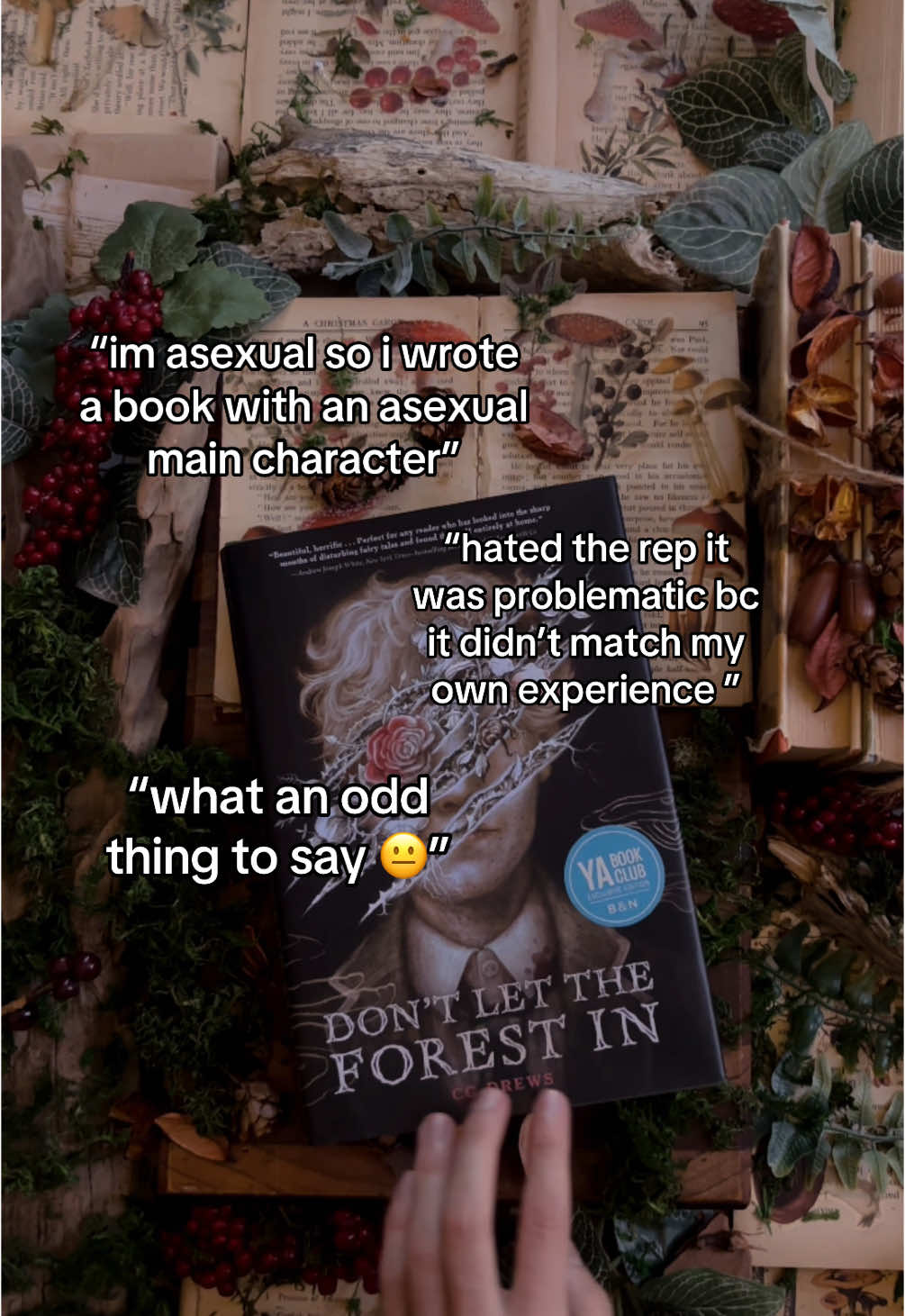 this news just in: aces aren’t a monolith and rep isnt “bad” just because someone is not the same person as you. dont make me lose hair, kids #dontlettheforestin #bookishthoughts #readertok #books #horrorbooks 