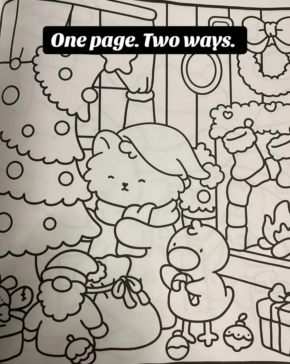 I colored this Christmas scene in pink and blue. The pink in definitely my favorite. Which do you prefer?  #coloring #coloringbook #coloringtutorial #coloringpages #coloringbookforadults #coloringpage 