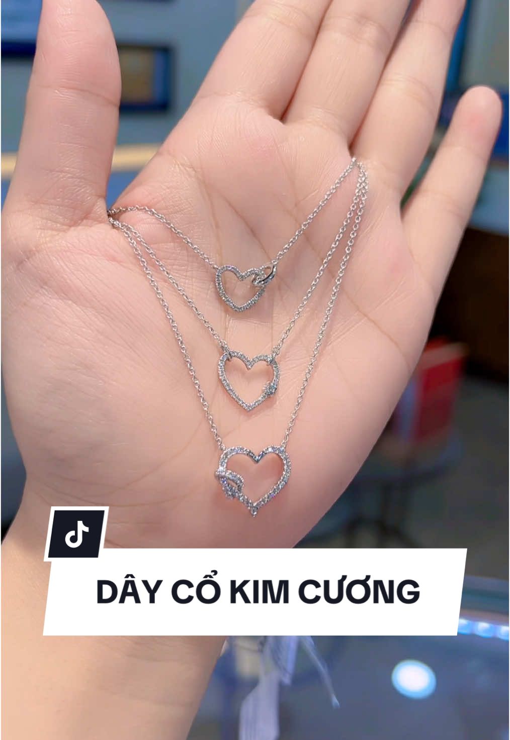 Mẫu dây cổ kim cương trái tim siêu yêu ạ #pnj #kimcuong #xh #emtrinhpnj 