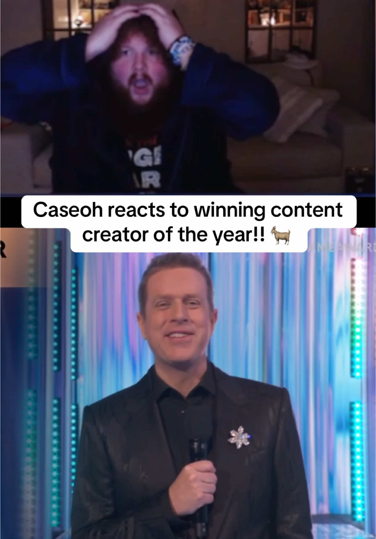 Im so happy for caseoh he deserves it! 🐐 @Case #caseoh #caseohclips #gameawards2024 #contentcreatoroftheyear 