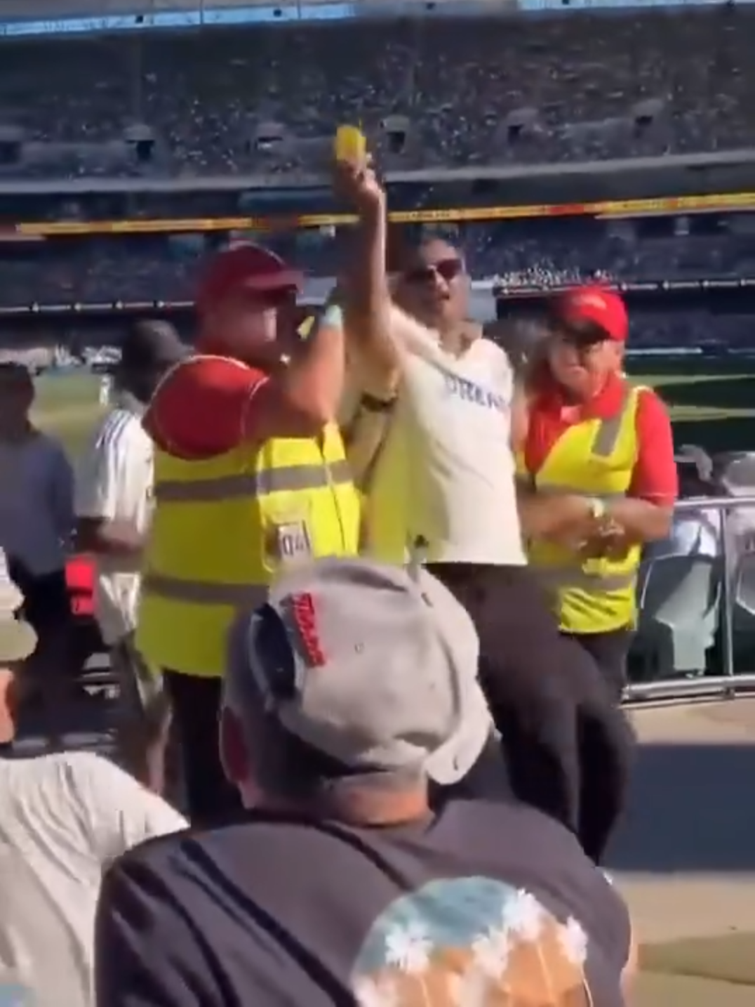 It's Holiday time... What do you need Sandpapered? 😂 Indian fan escorted out of the stadium for showing sandpaper to Australian players during the match 🏏 #netbraai #netsport #cricket #sandpaper #sandpapergate #cricketfans #india #cricketfansindia