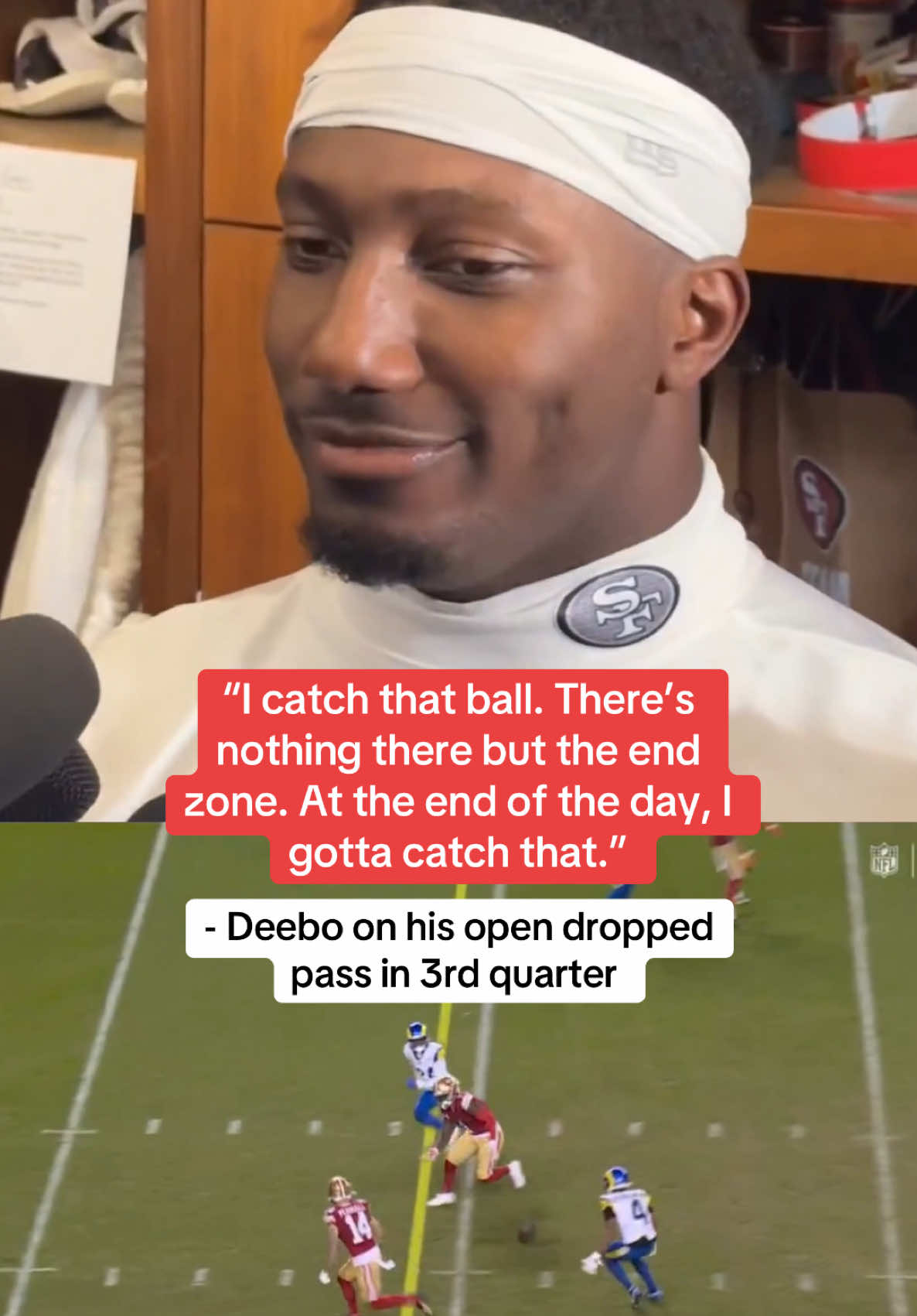 Deebo says it would’ve been a TD if he caught that ball (via @957thegame) #49ers #sanfrancisco49ers #nfl 