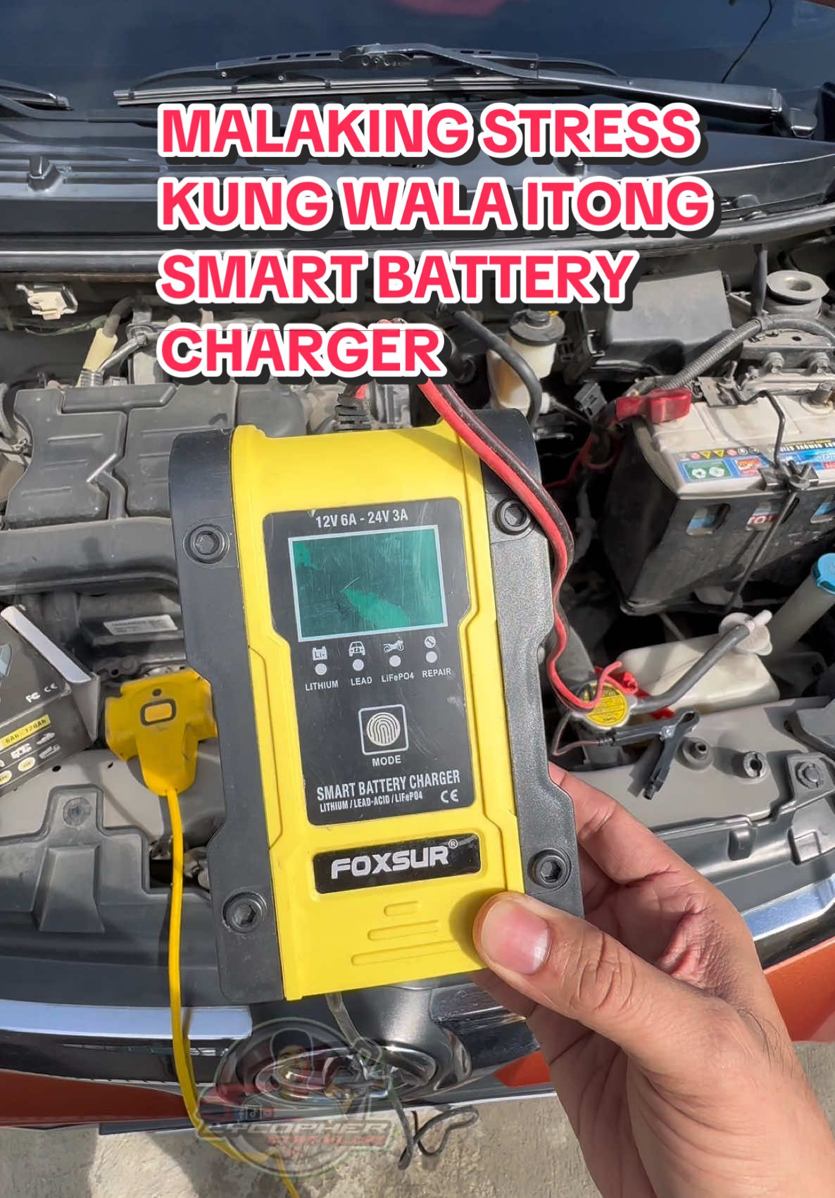 Nadischarge Battery Dahil sa Carwash, Buti nalang may Battery Charger ako  #carjumpstarter #lycopher #car #batterycharger #carcharger 