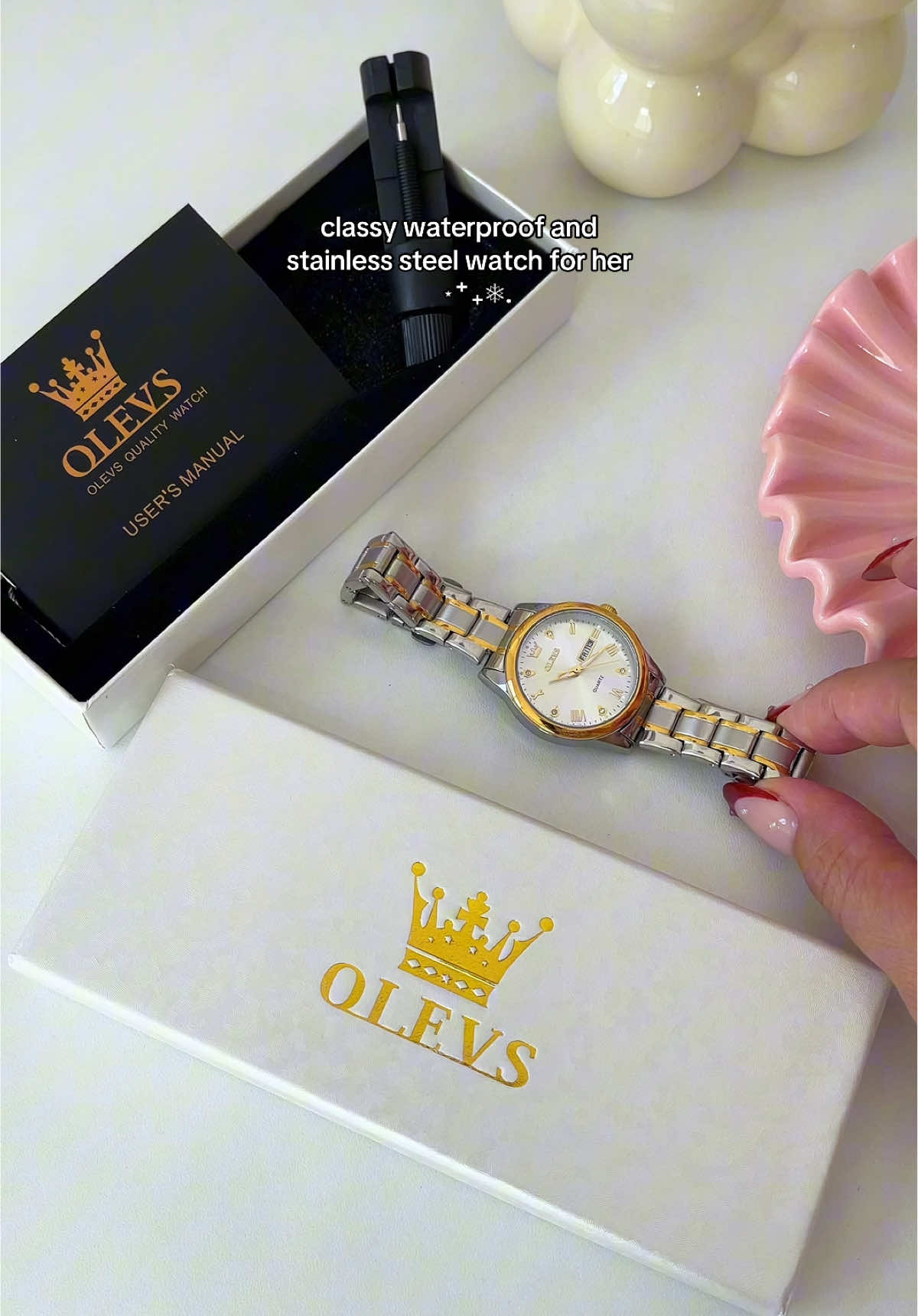 Replying to @Ohannamamaa⋆˚✿˖° honestly the classiest and most elegant wristwatch i found here on tiktok.  ✨ #olevswatch #wristwatch #wristwatchforher #watchforher #goldwatch #twotonedwatch #giftideas #giftideaforher #christmasgiftideas 